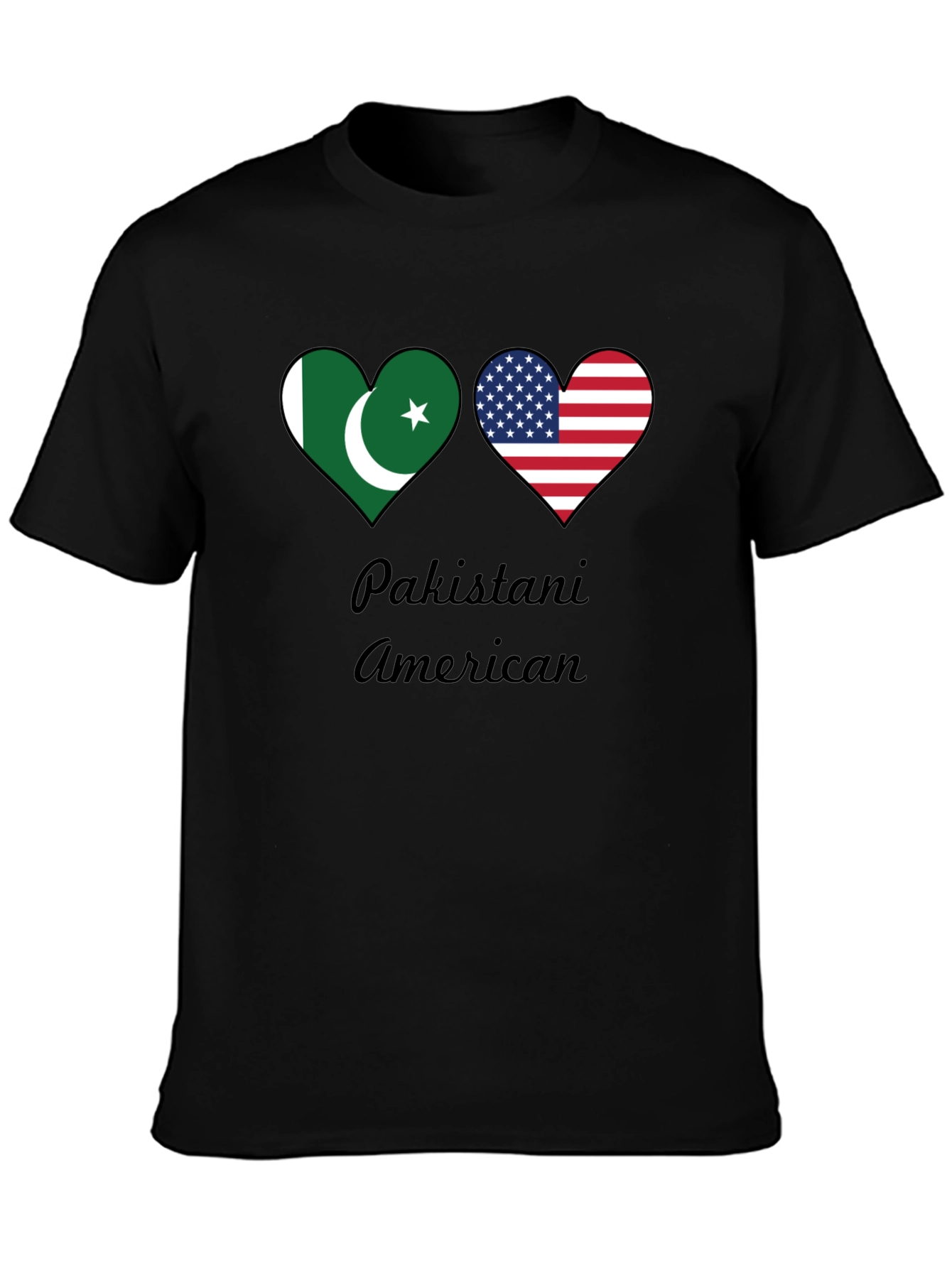 Pakistani American Pride T-Shirt: Heart Flags