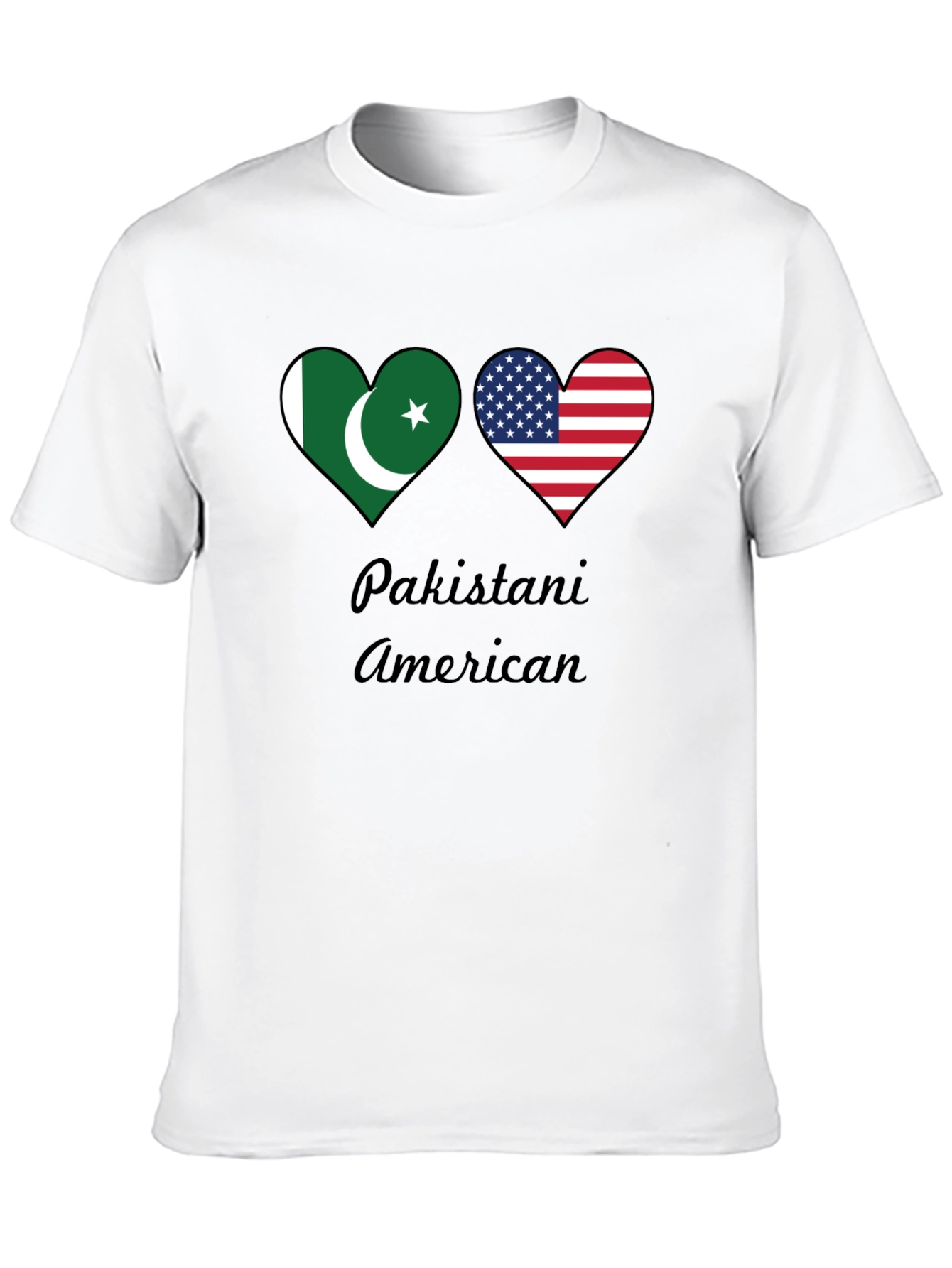 Pakistani American Pride T-Shirt: Heart Flags
