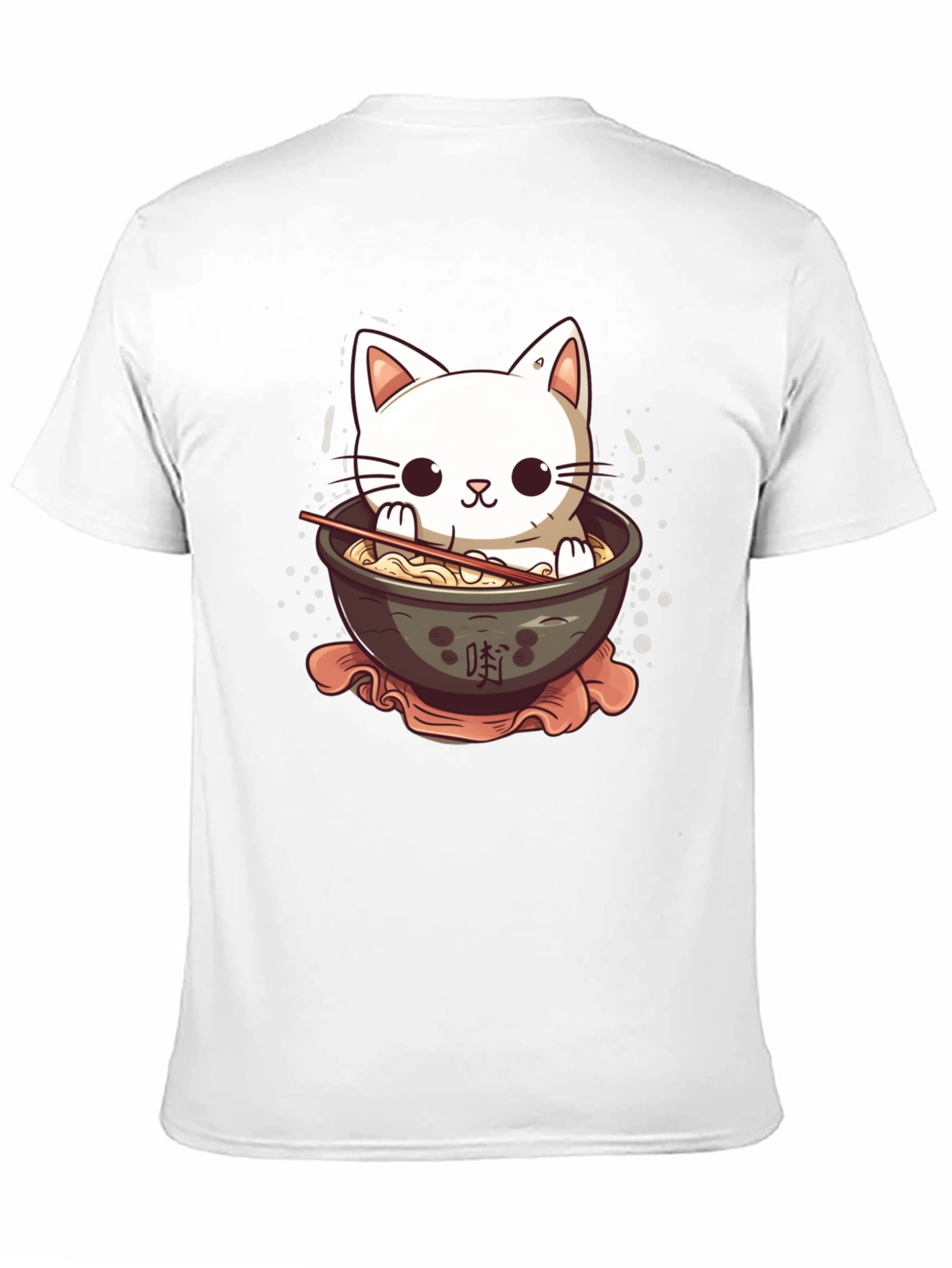 Cute Cat Ramen Bowl Black T-Shirt