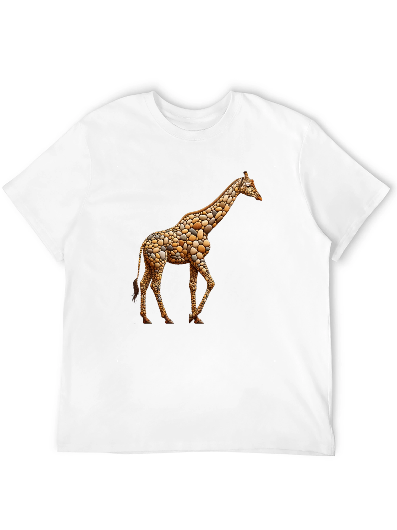 Giraffe Pebble Art Black T-Shirt