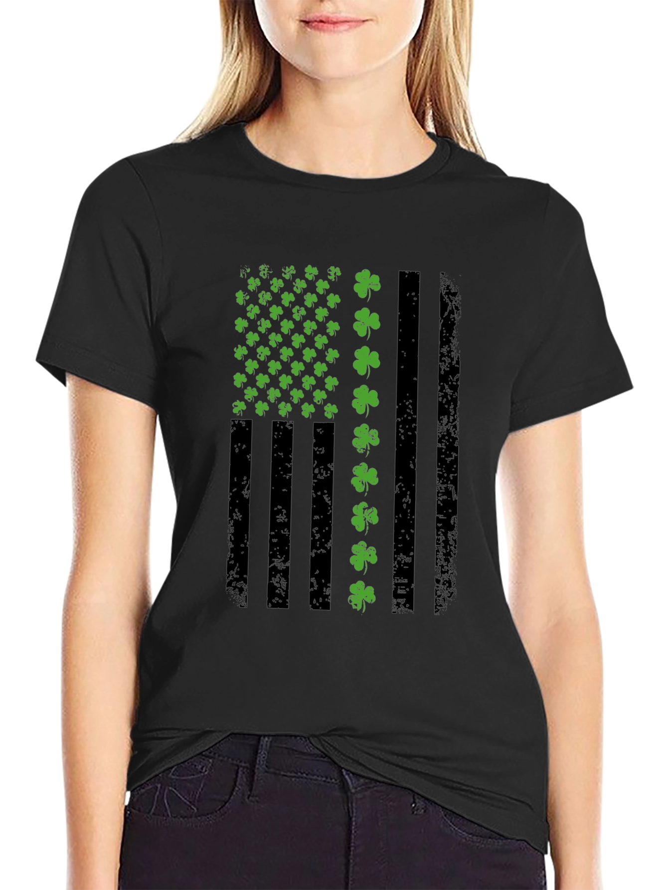 St. Patricks Day American Flag Shamrock T-Shirt