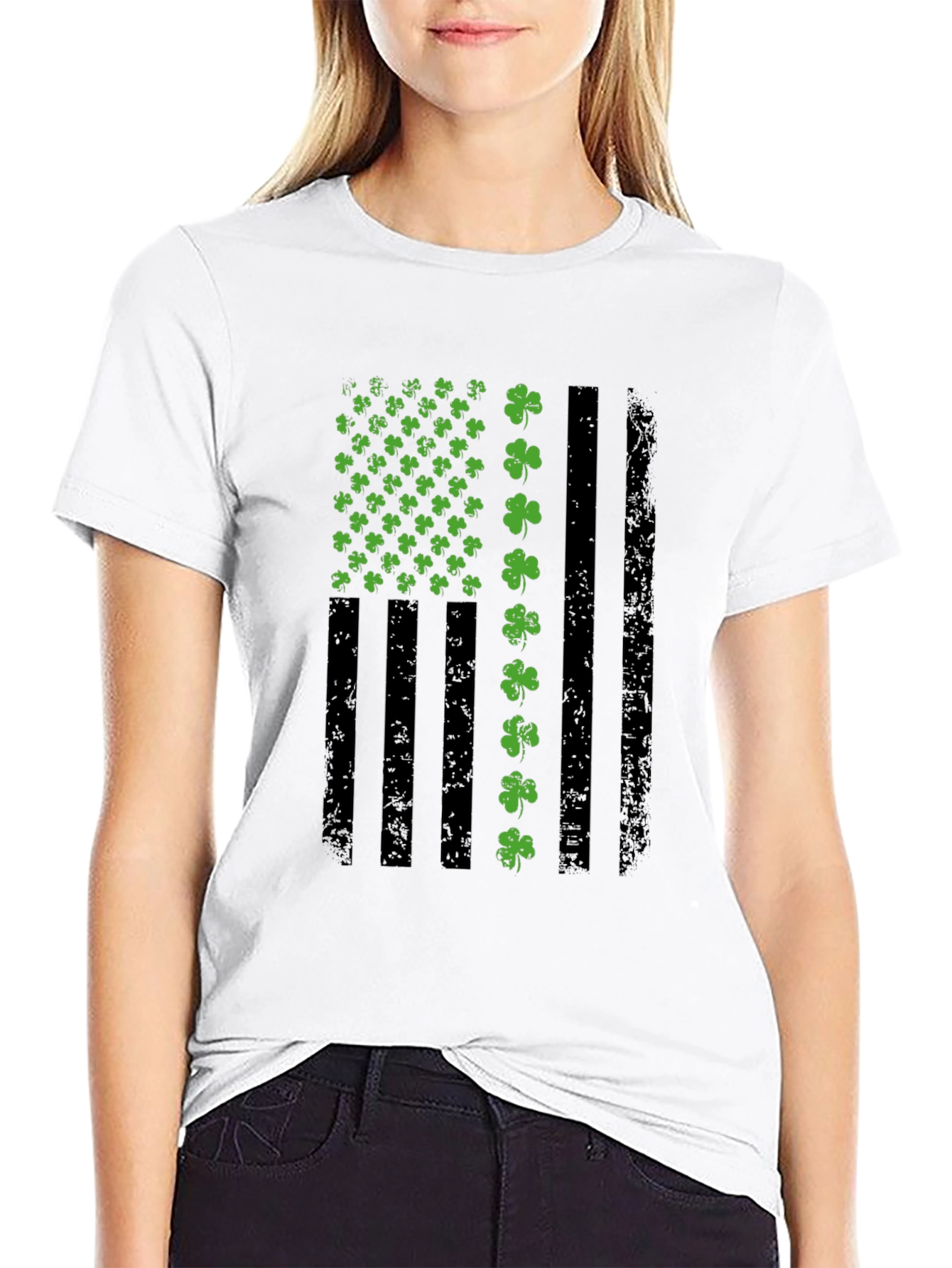 St. Patricks Day American Flag Shamrock T-Shirt