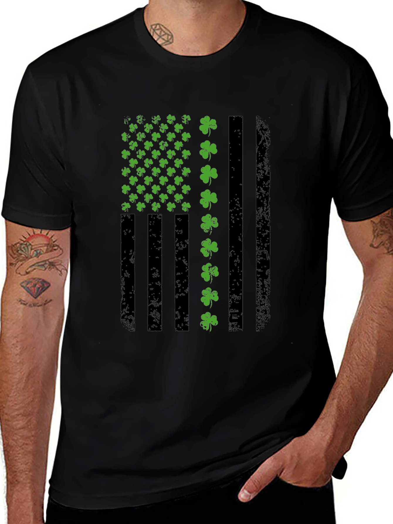 St. Patricks Day American Flag Shamrock T-Shirt