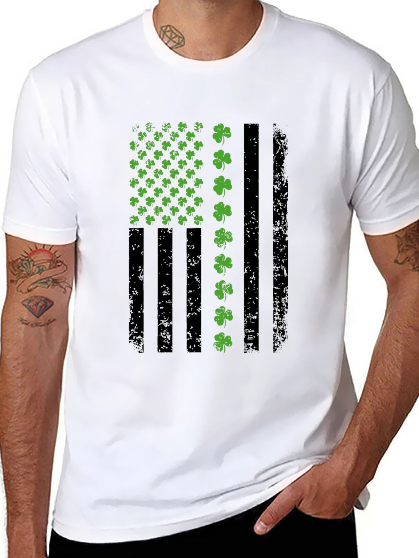 St. Patricks Day American Flag Shamrock T-Shirt