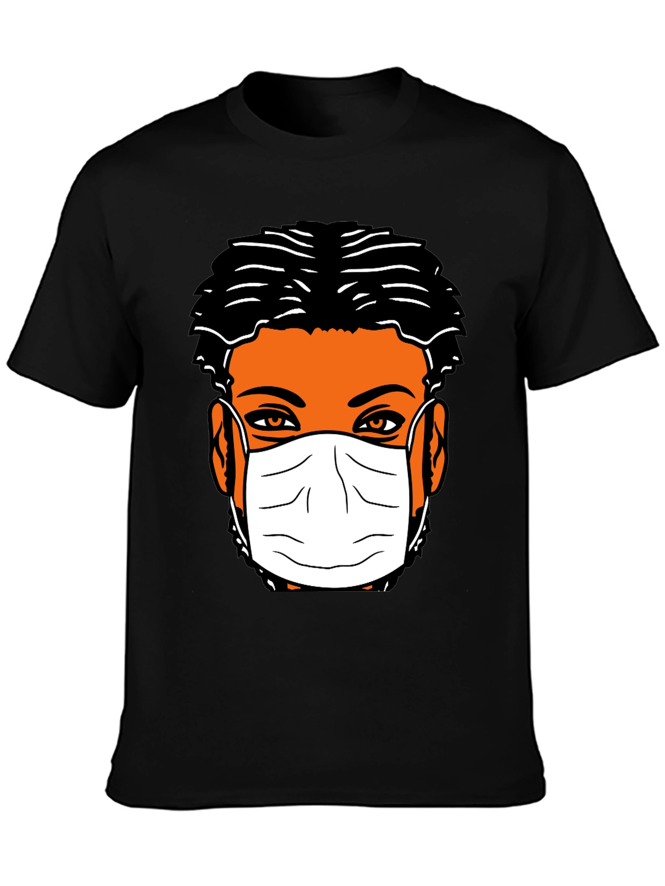 Masked Face Graphic Tee - Black