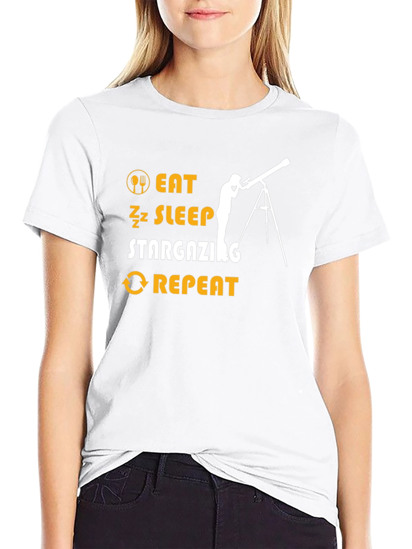 Eat Sleep Stargazing Repeat Black T-Shirt