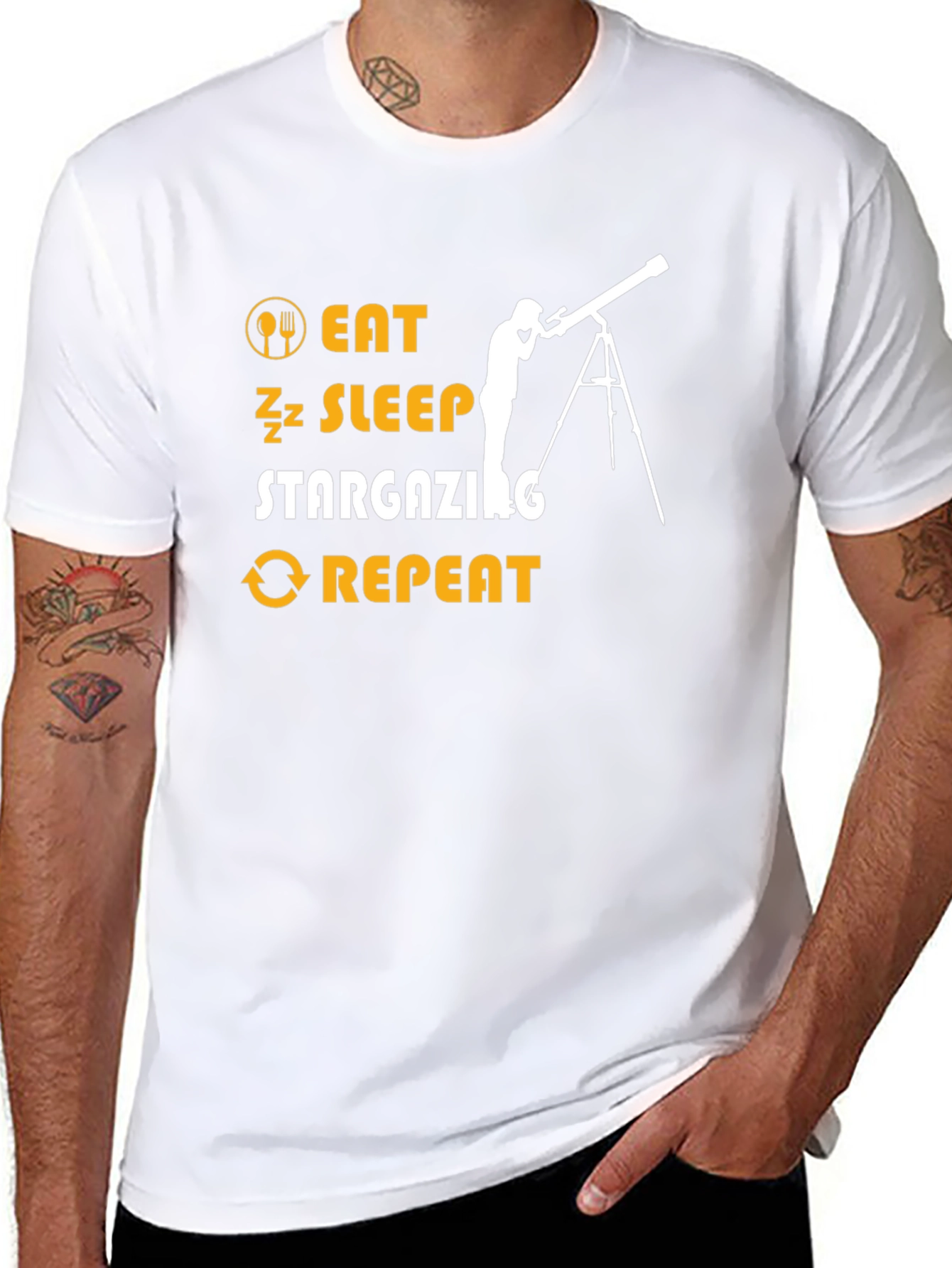 Eat Sleep Stargazing Repeat Black T-Shirt