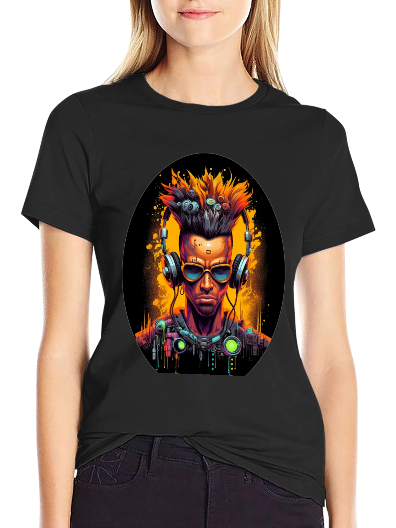 Cyberpunk Gamer T-Shirt: Futuristic Headphone Design