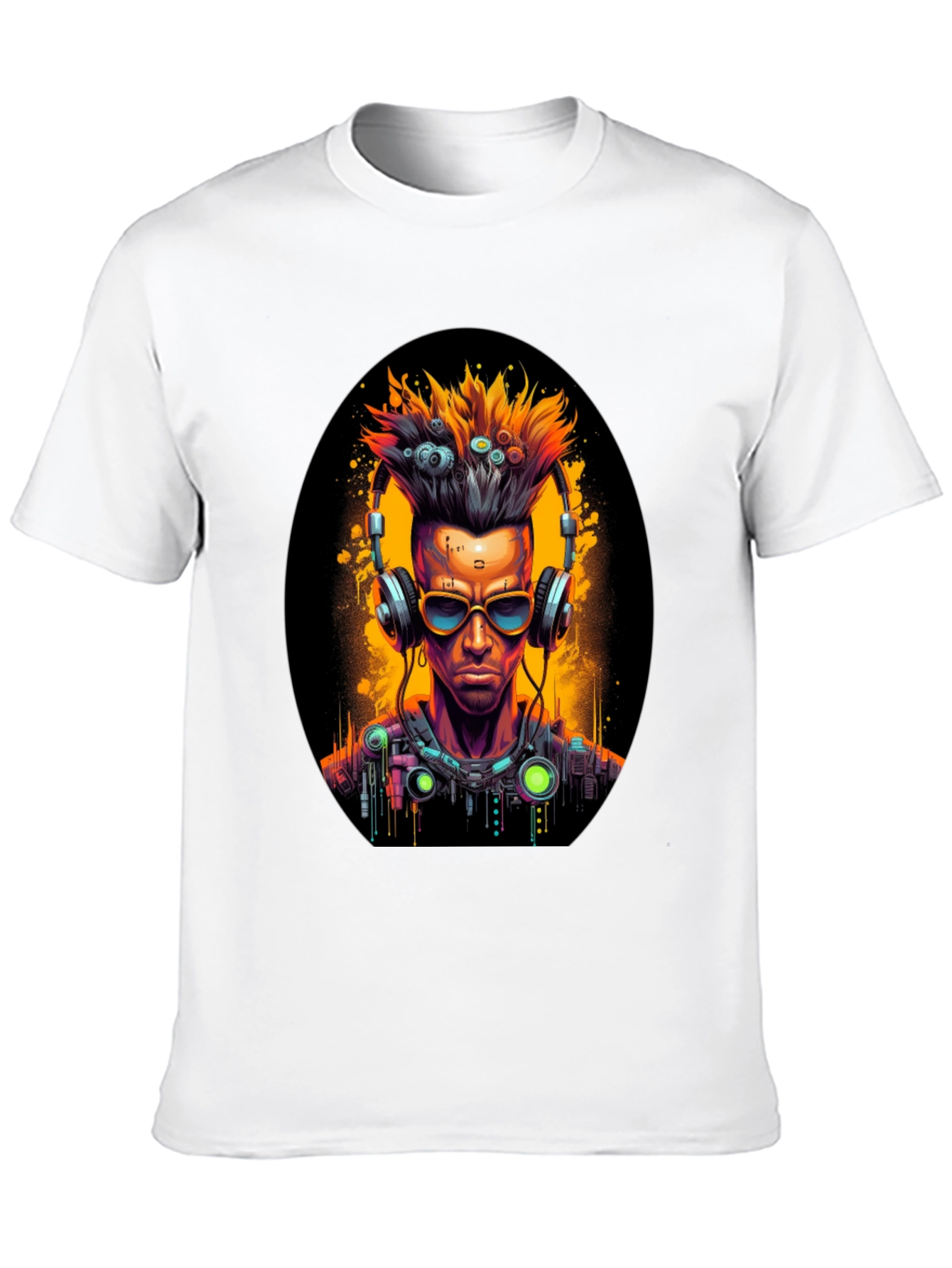 Cyberpunk Gamer T-Shirt: Futuristic Headphone Design