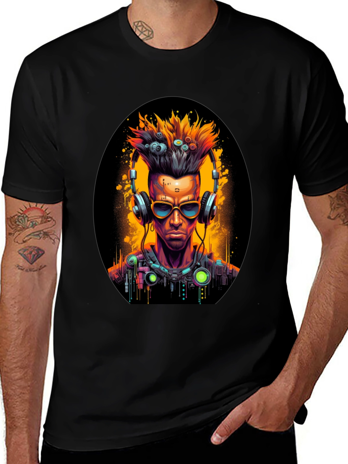 Cyberpunk Gamer T-Shirt: Futuristic Headphone Design