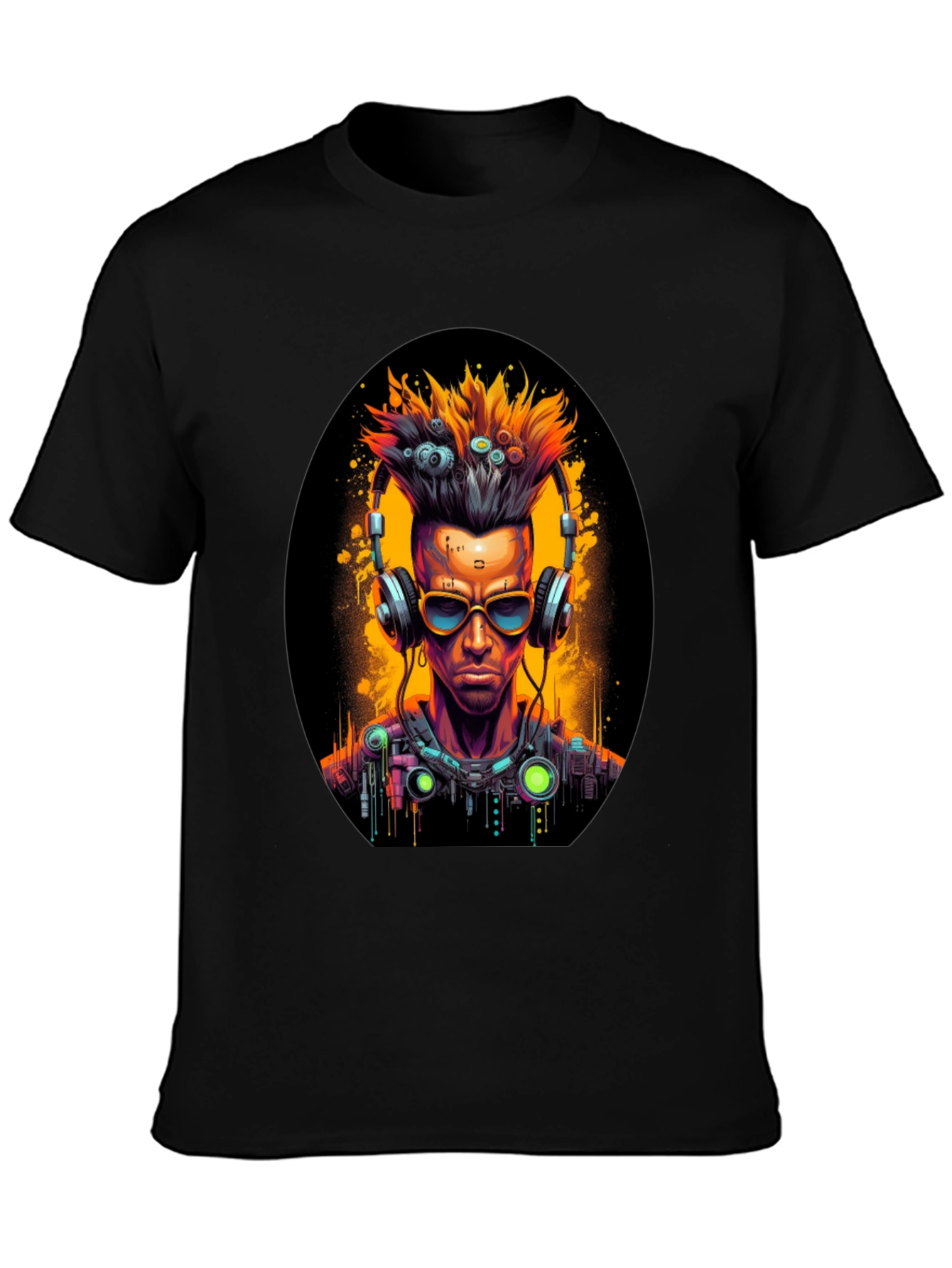 Cyberpunk Gamer T-Shirt: Futuristic Headphone Design