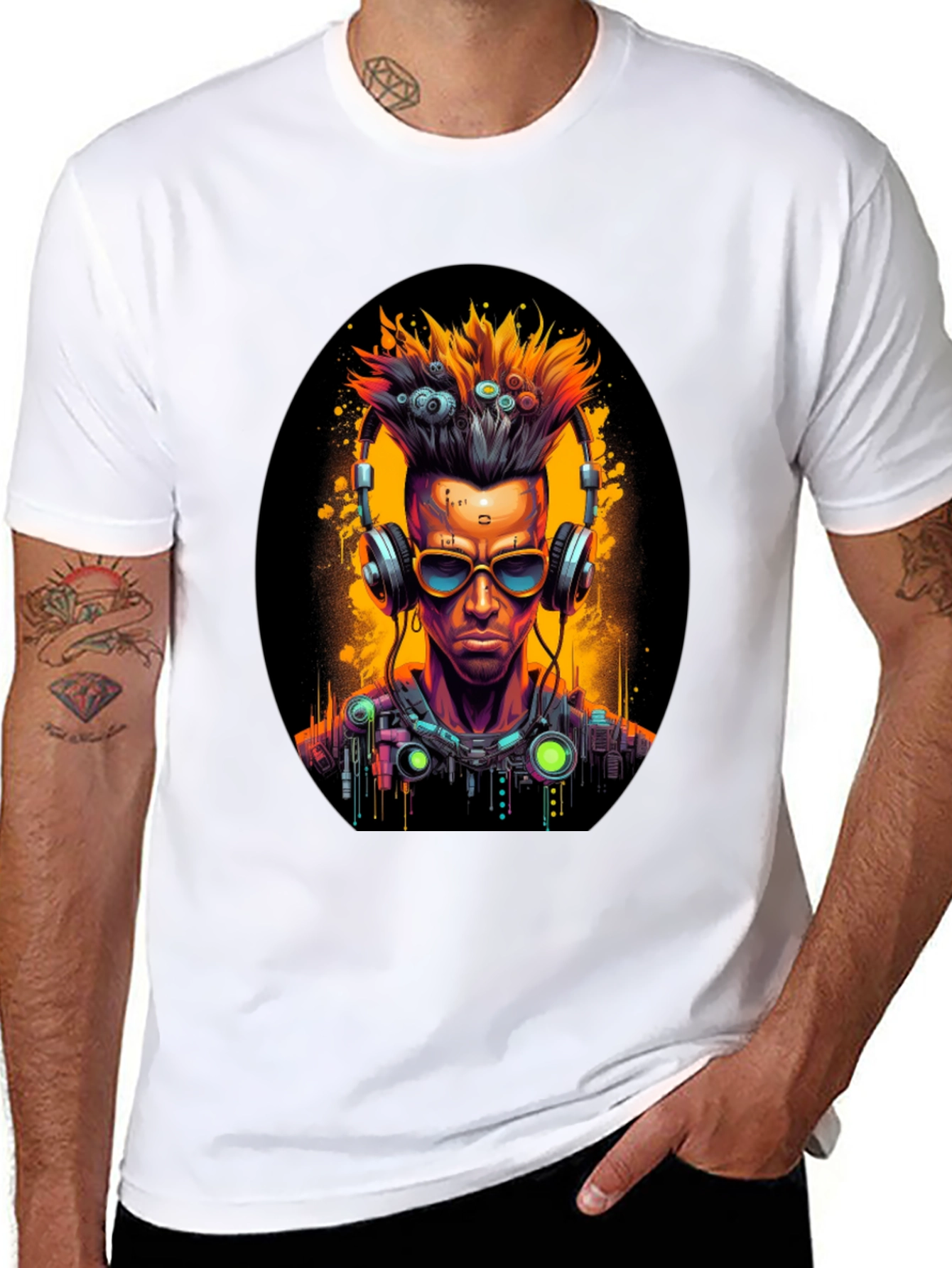 Cyberpunk Gamer T-Shirt: Futuristic Headphone Design