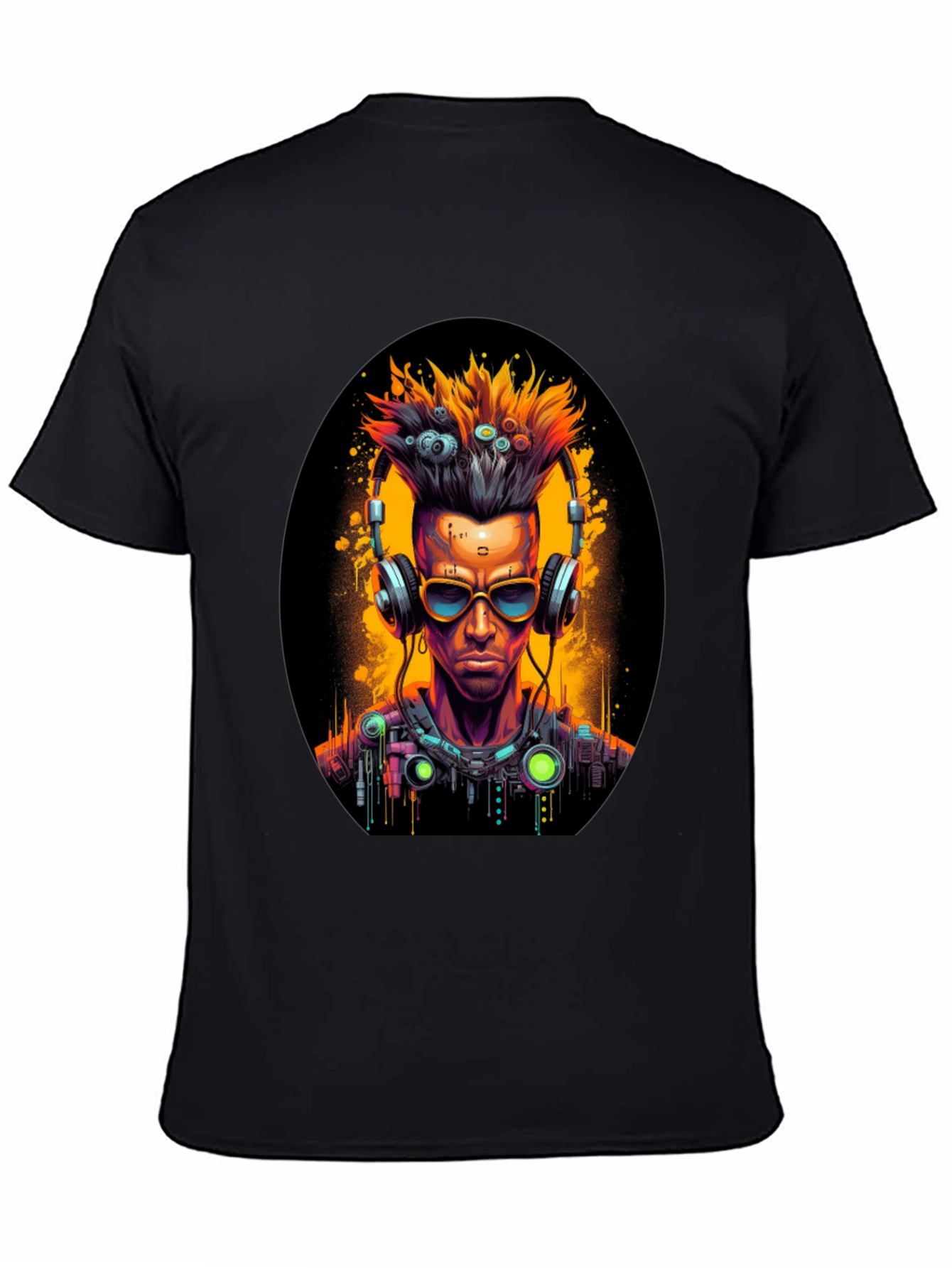 Cyberpunk Gamer T-Shirt: Futuristic Headphone Design