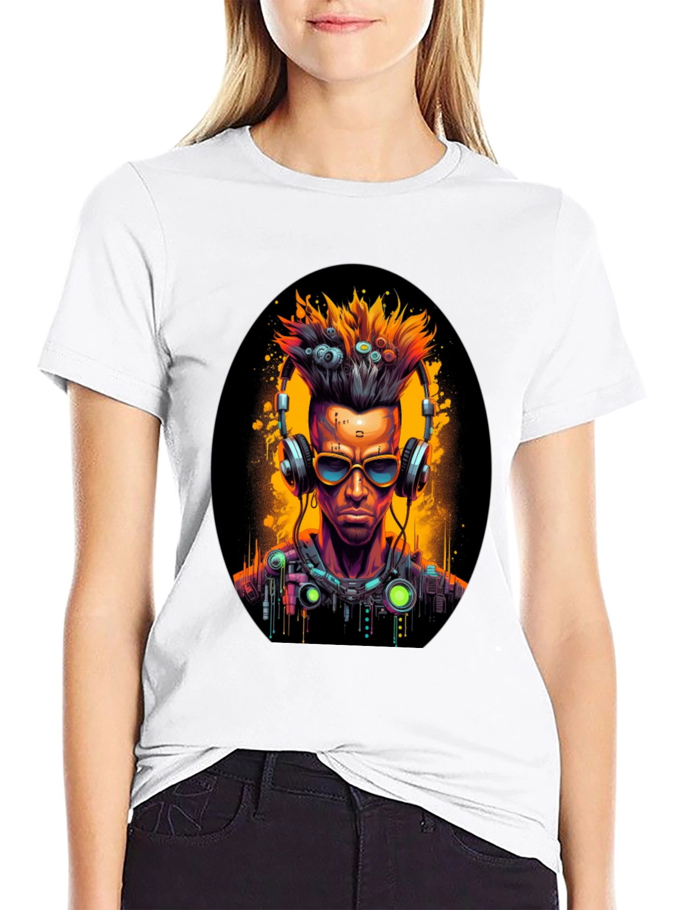 Cyberpunk Gamer T-Shirt: Futuristic Headphone Design