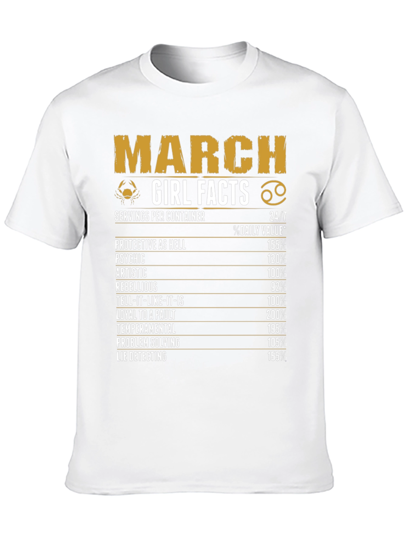 March Girl Facts Black Graphic T-Shirt