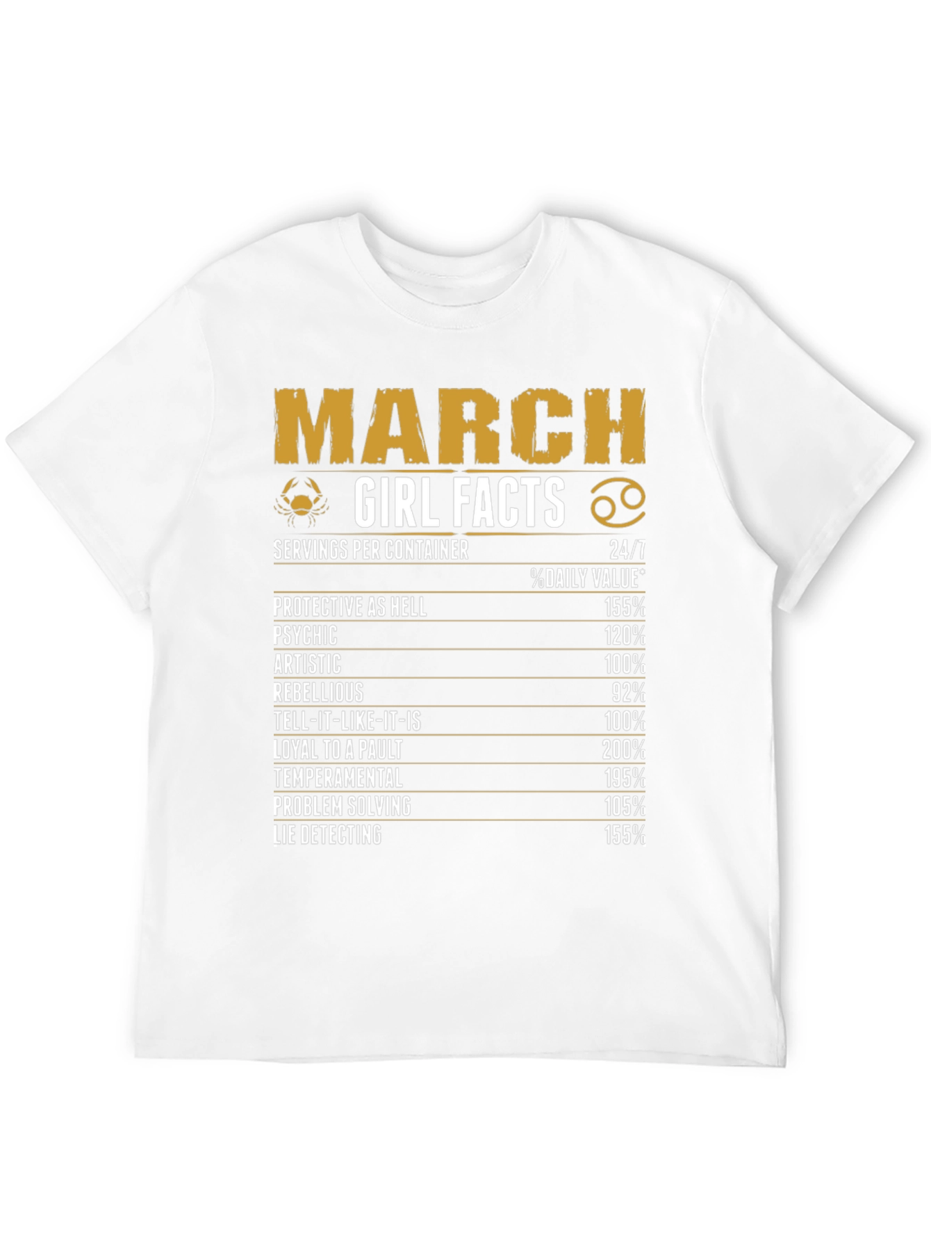 March Girl Facts Black Graphic T-Shirt