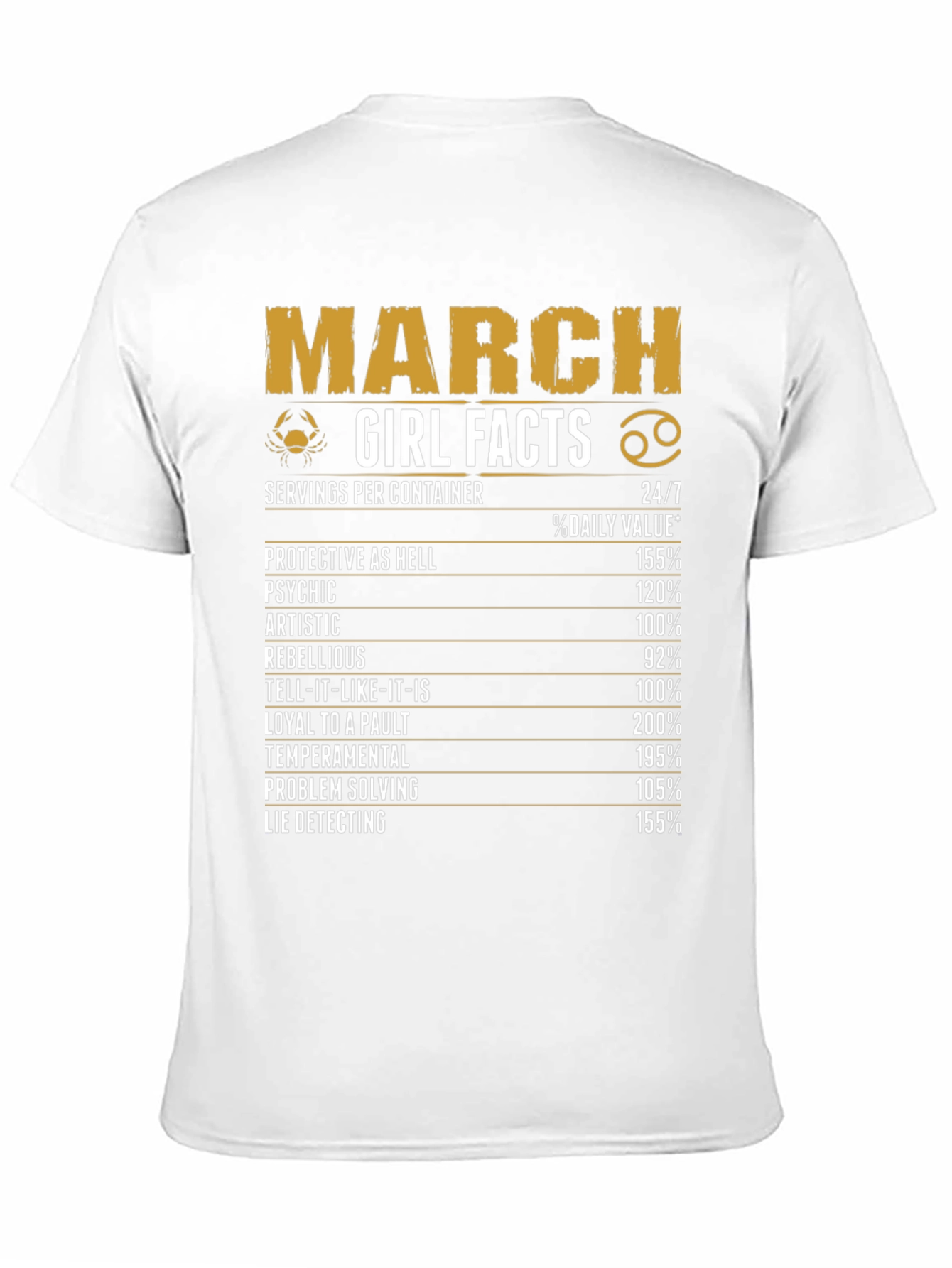 March Girl Facts Black Graphic T-Shirt