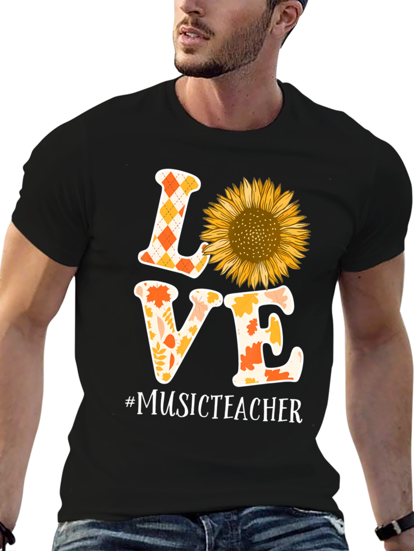 Love Music Teacher Sunflower Graphic Tee