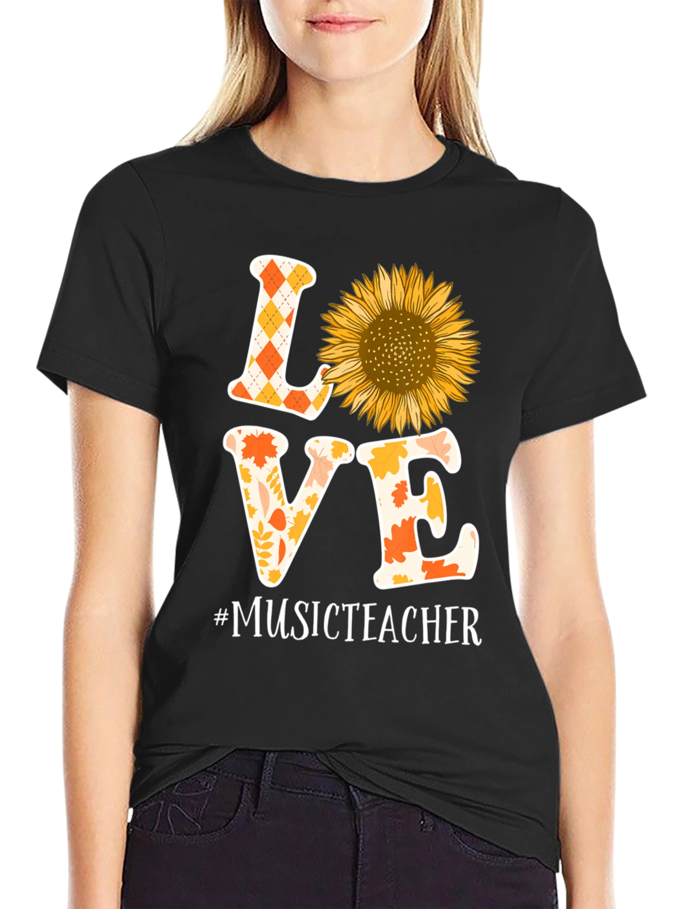 Love Music Teacher Sunflower Graphic Tee