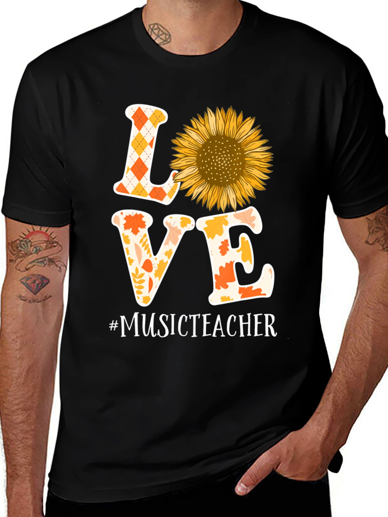 Love Music Teacher Sunflower Graphic Tee