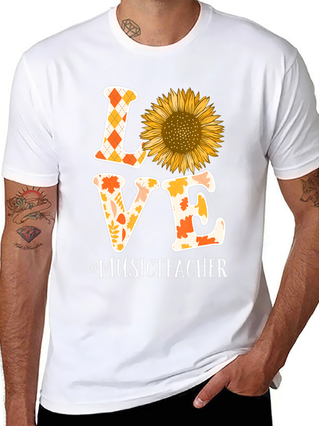 Love Music Teacher Sunflower Graphic Tee