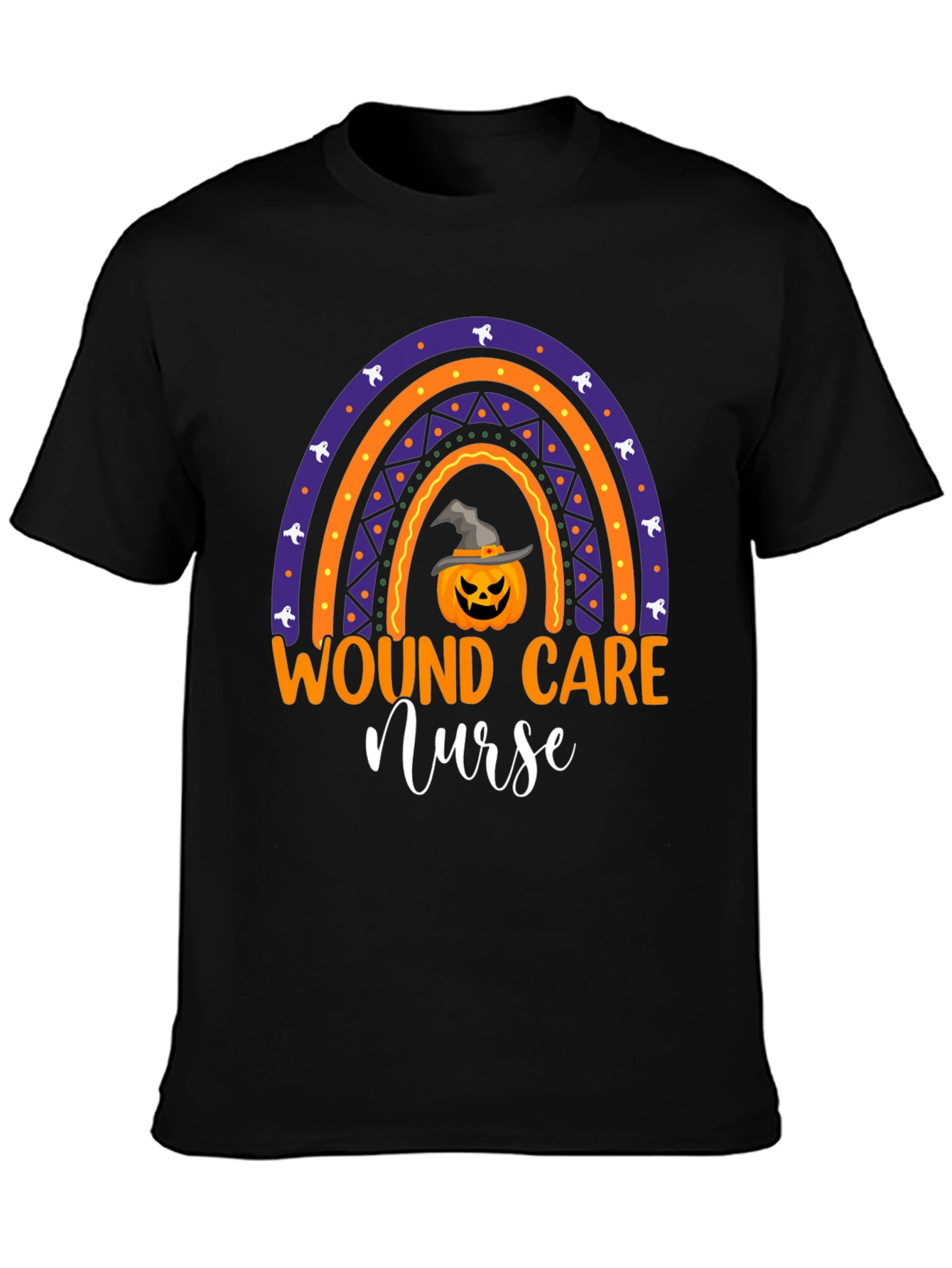 Wound Care Nurse Halloween Rainbow Pumpkin T-Shirt
