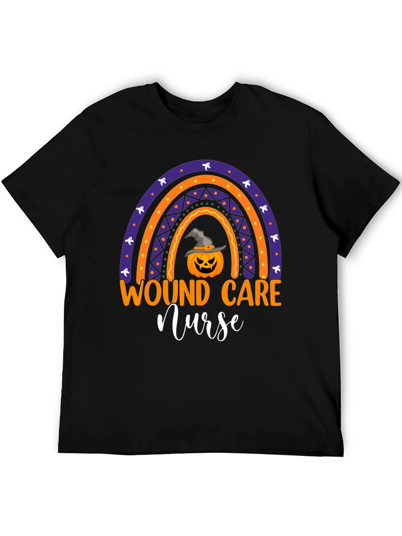 Wound Care Nurse Halloween Rainbow Pumpkin T-Shirt