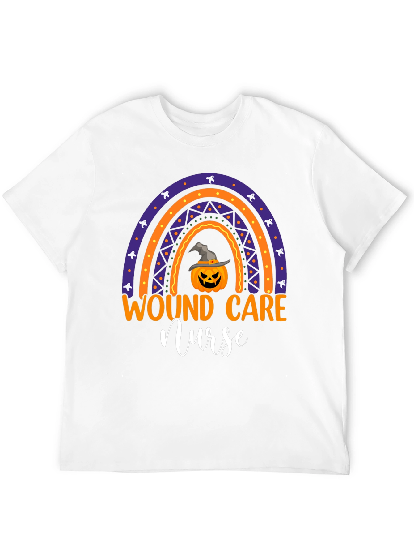 Wound Care Nurse Halloween Rainbow Pumpkin T-Shirt