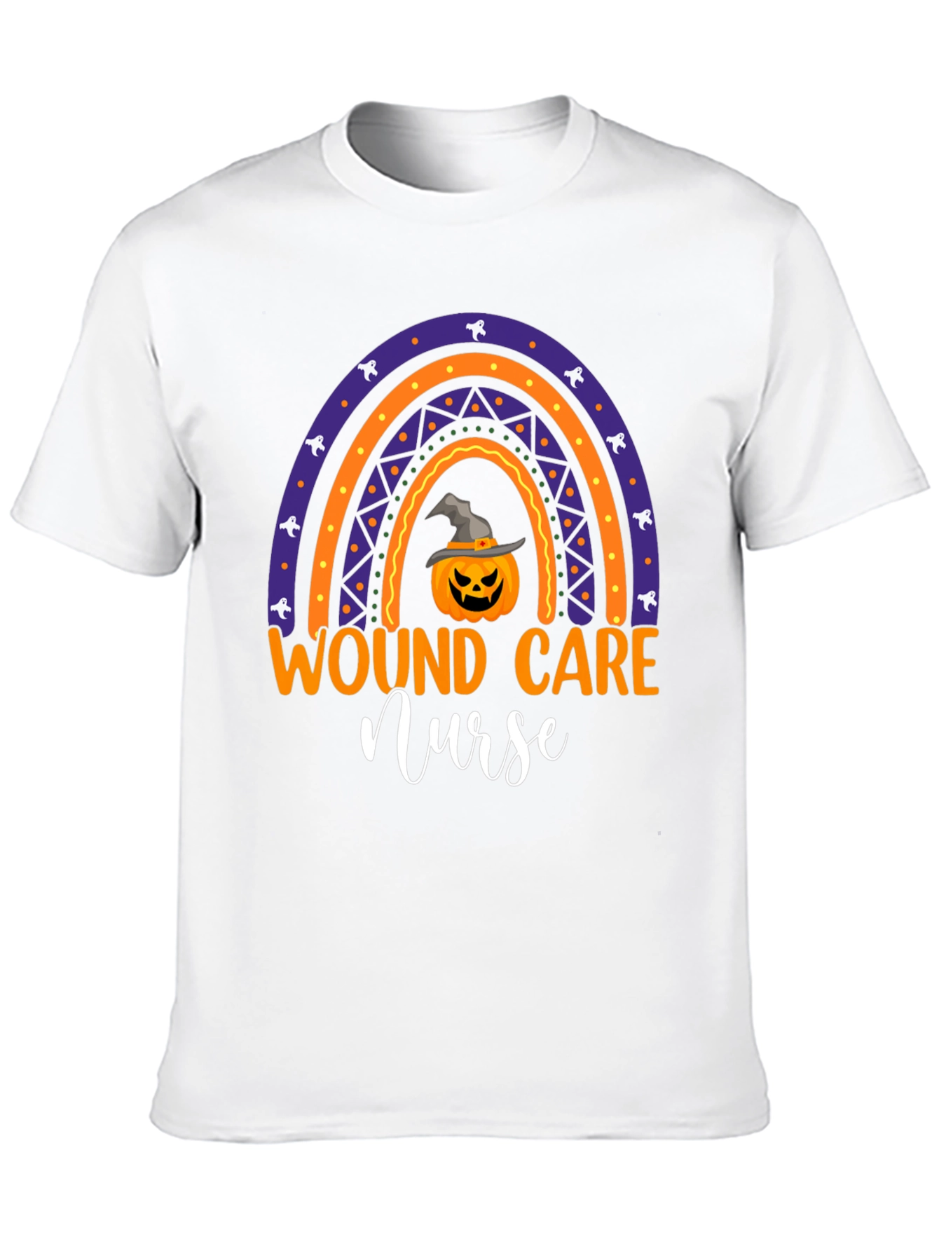 Wound Care Nurse Halloween Rainbow Pumpkin T-Shirt