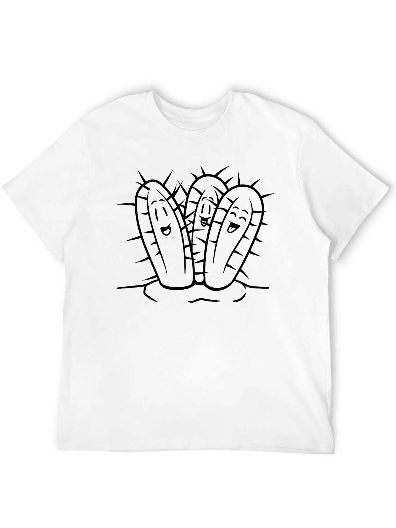 Funny Cactus Graphic Black T-Shirt