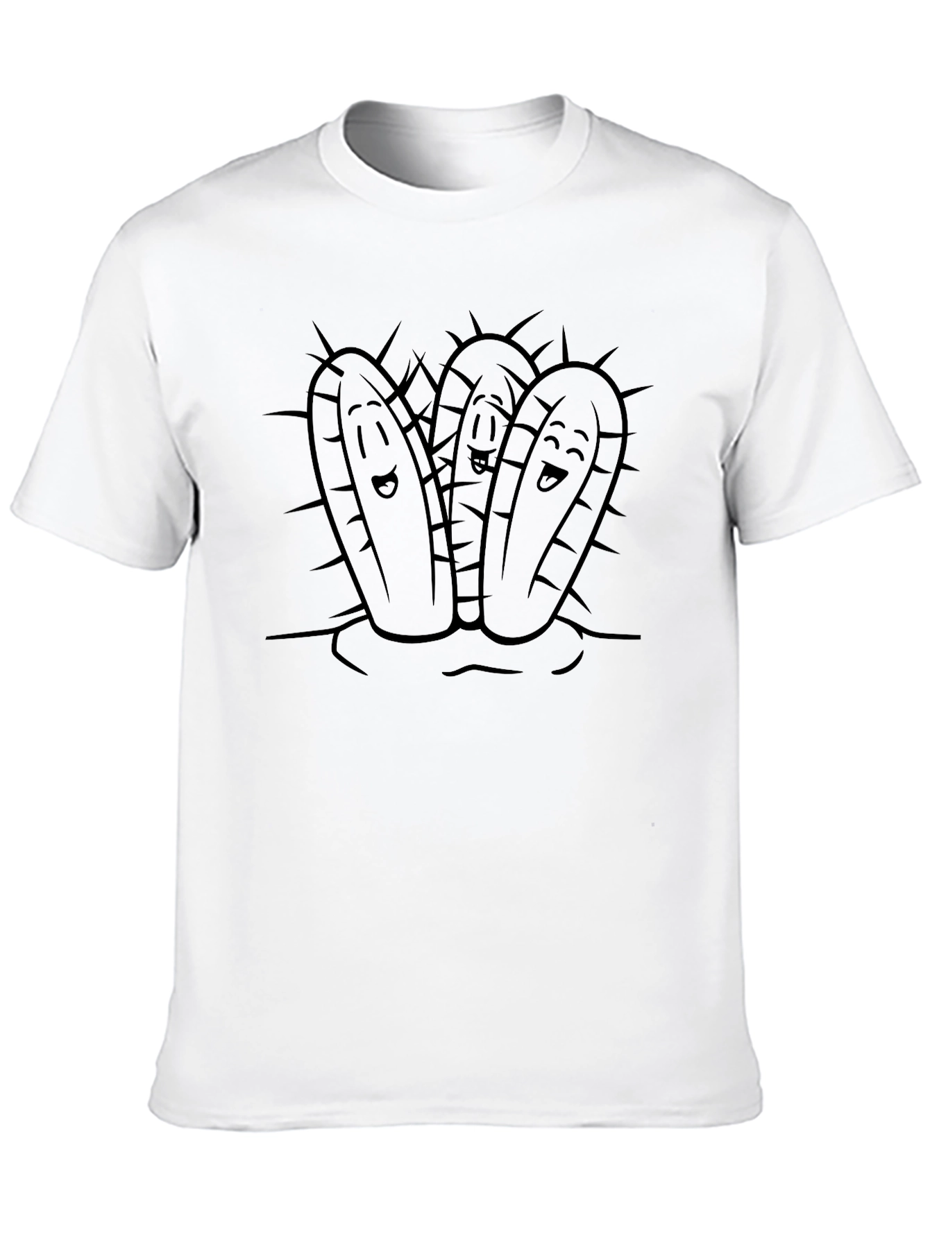 Funny Cactus Graphic Black T-Shirt