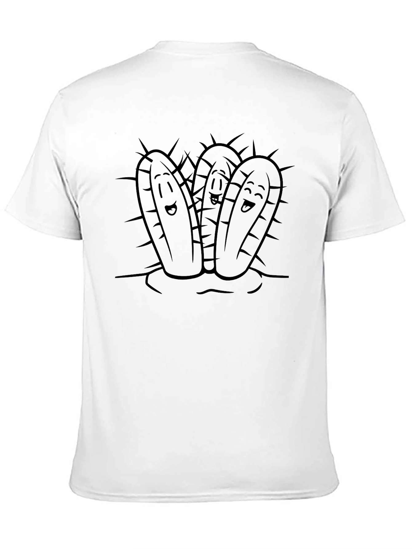 Funny Cactus Graphic Black T-Shirt