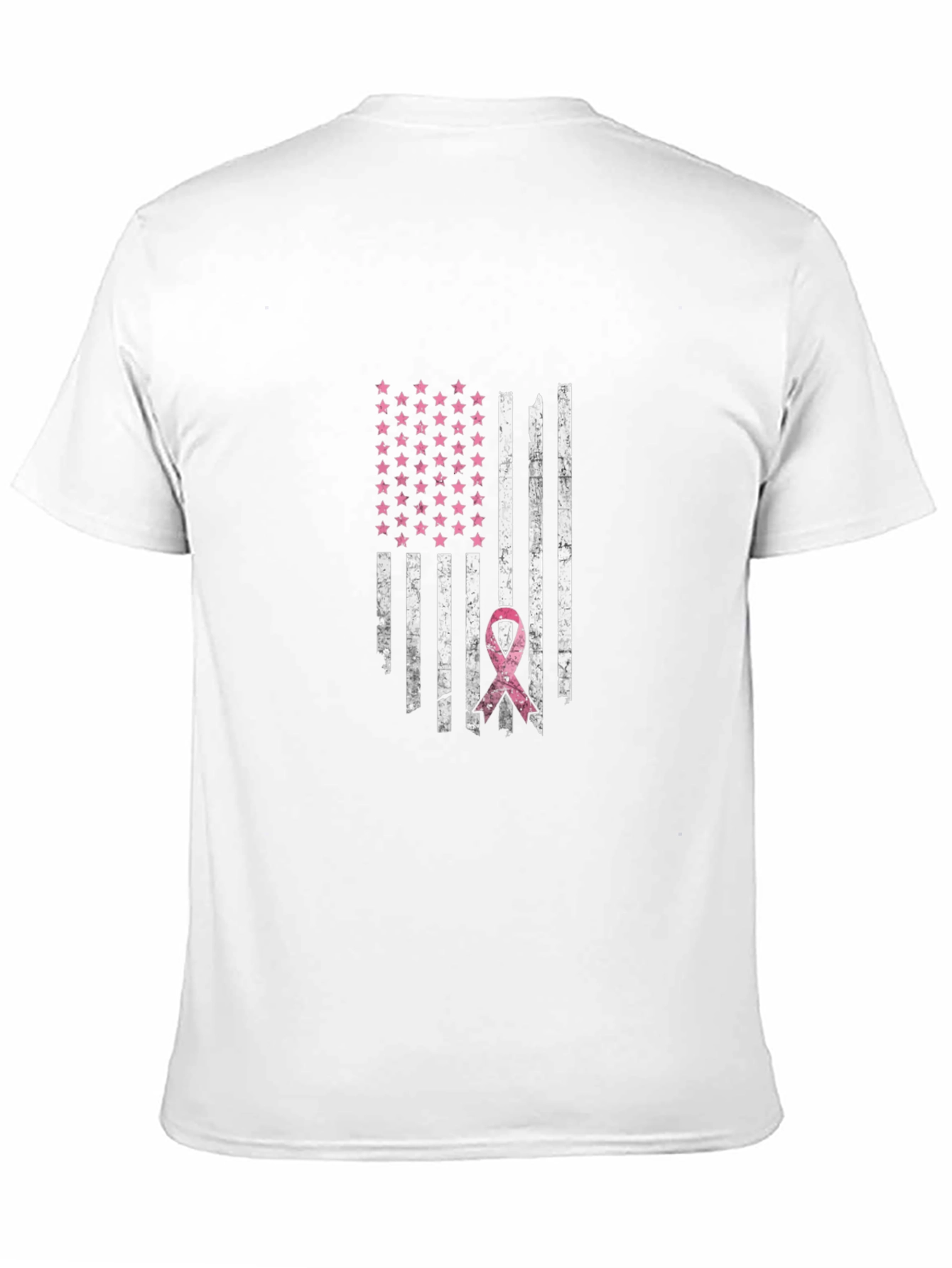 Distressed American Flag Breast Cancer Awareness T-Shirt