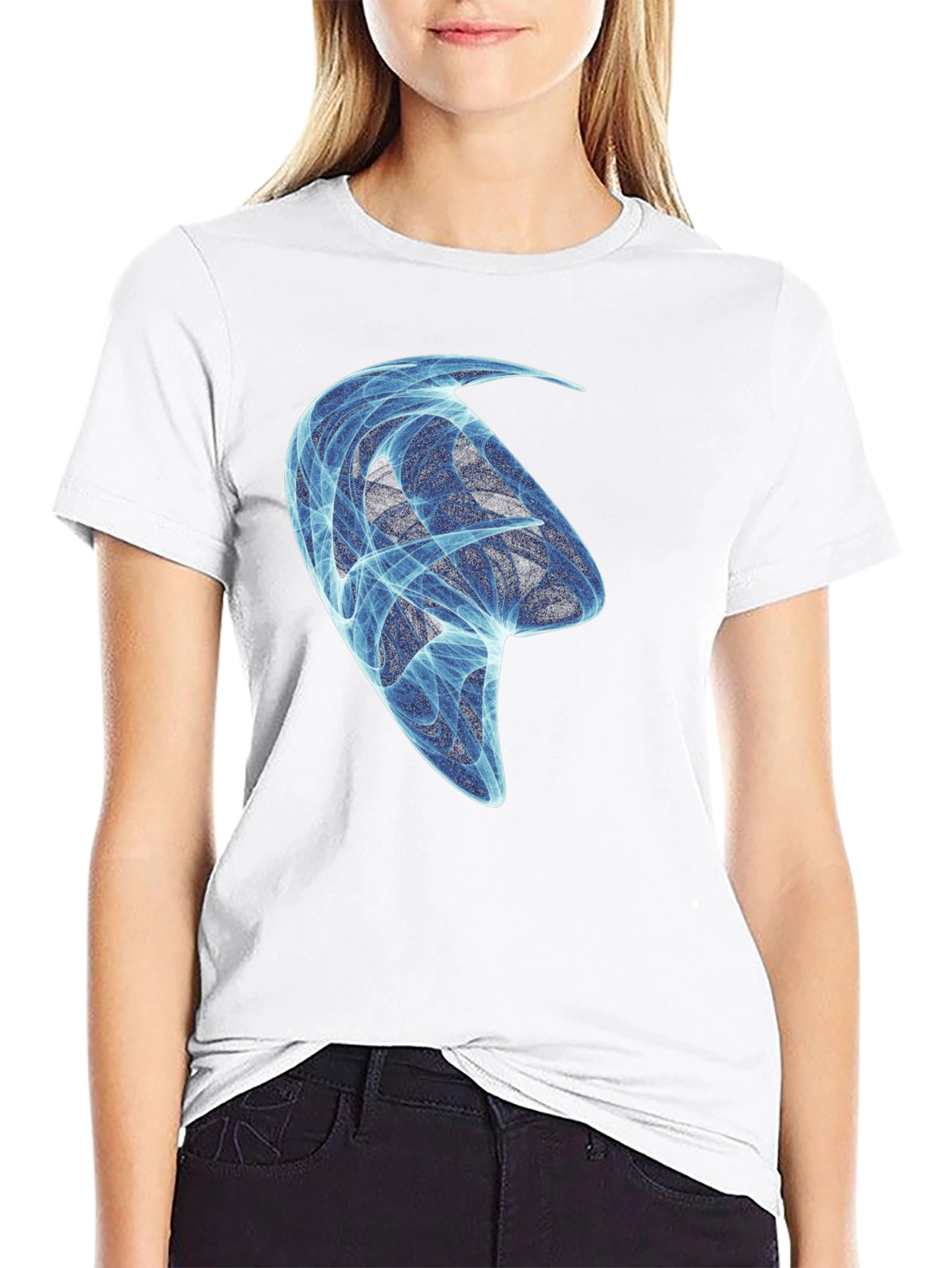 Abstract Blue Design Black T-Shirt