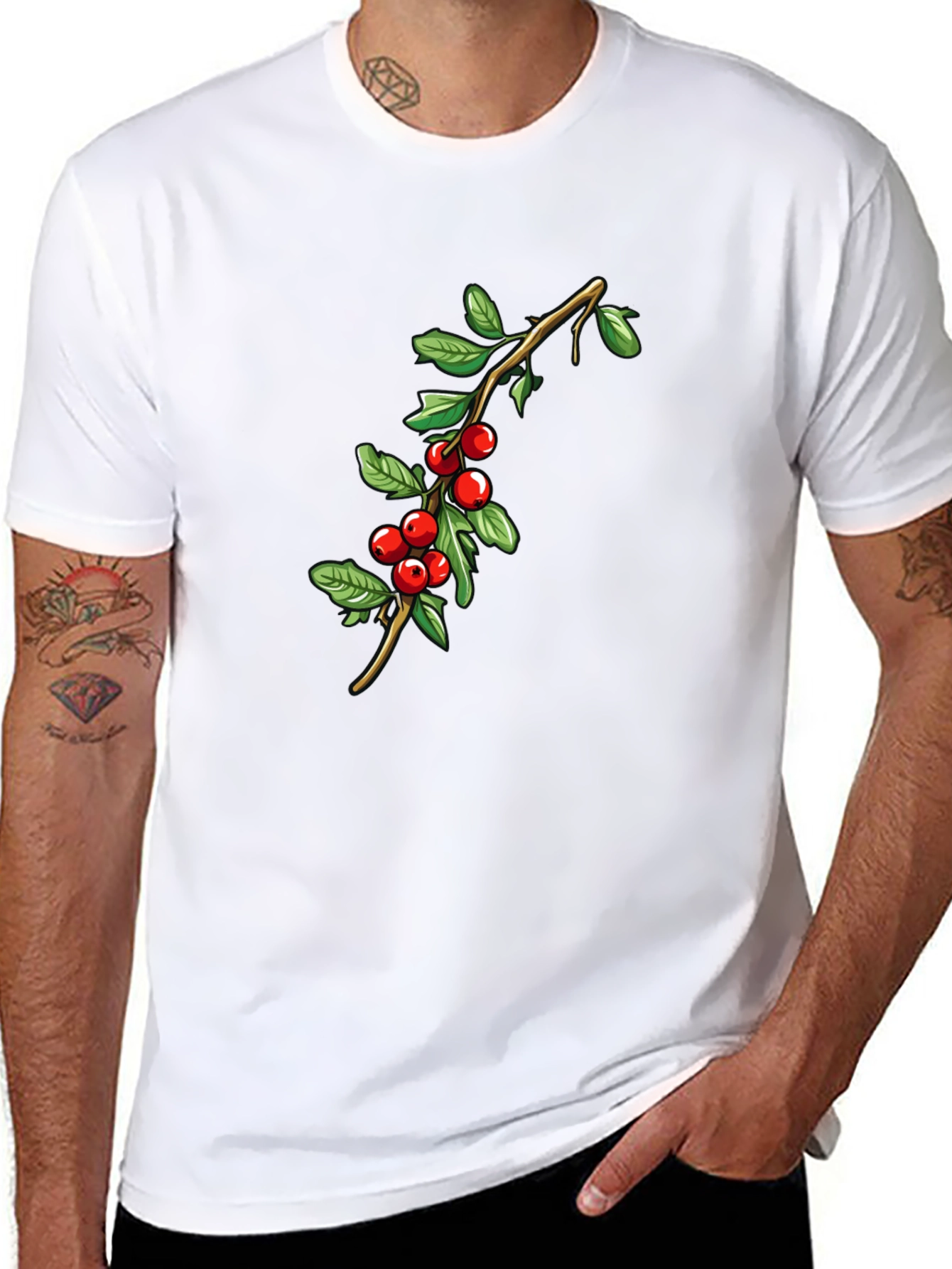 Red Berry Branch Graphic T-Shirt