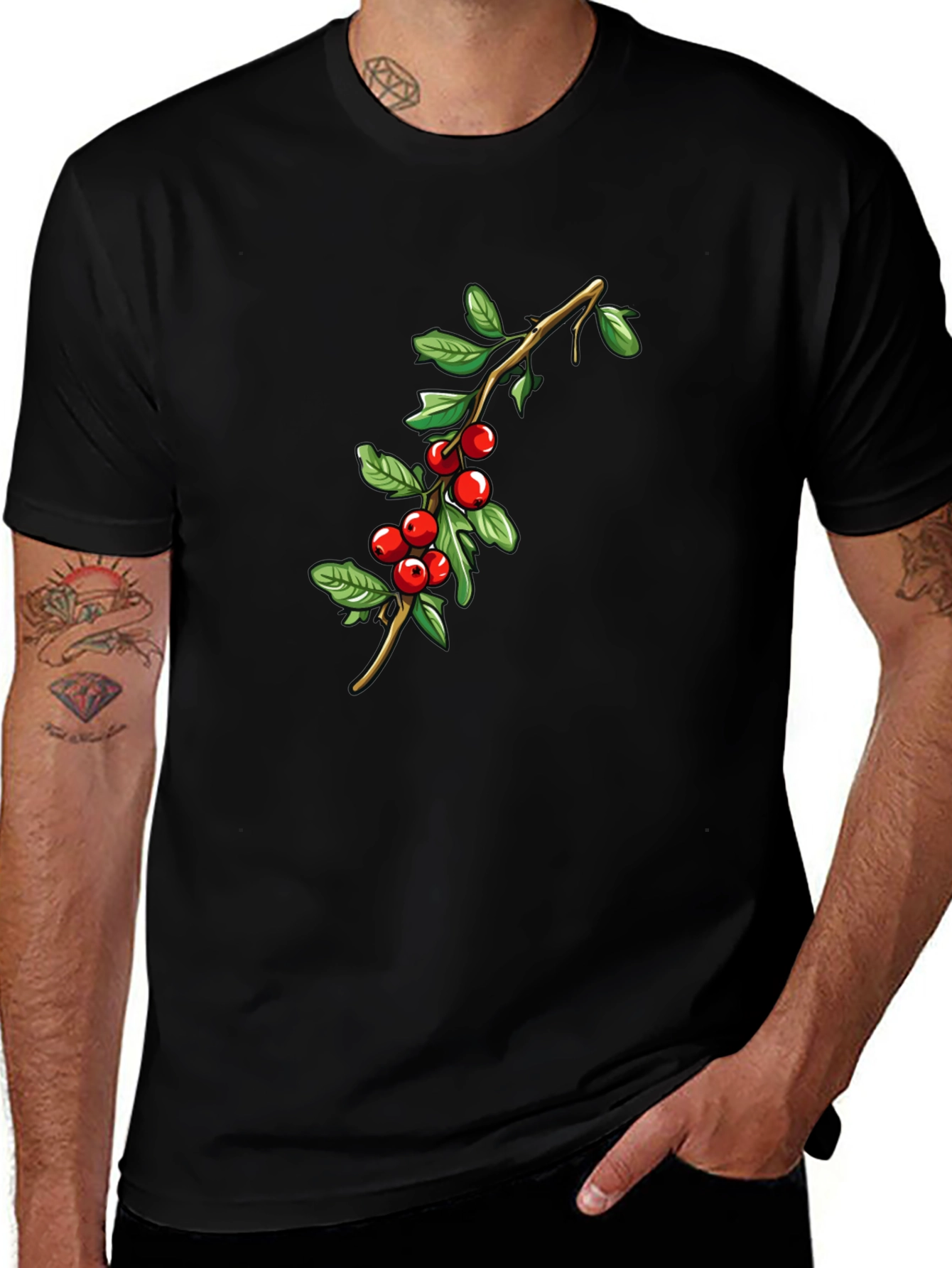 Red Berry Branch Graphic T-Shirt