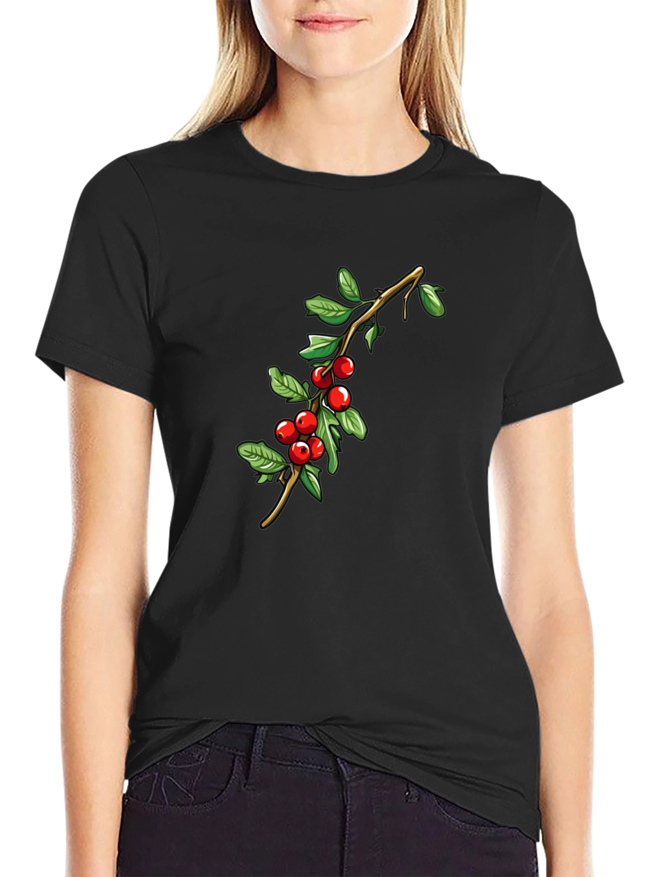 Red Berry Branch Graphic T-Shirt