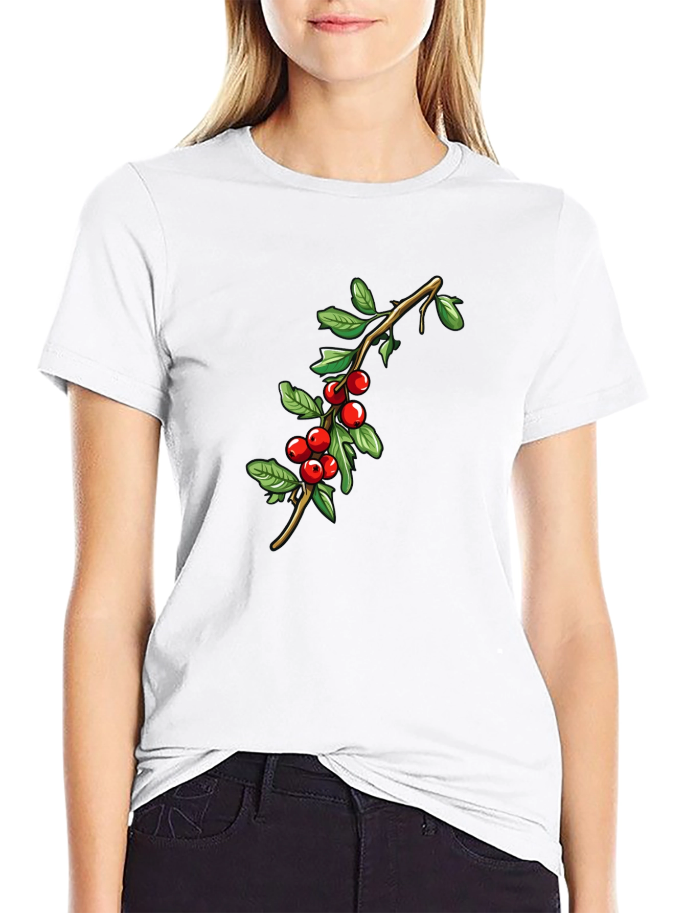 Red Berry Branch Graphic T-Shirt