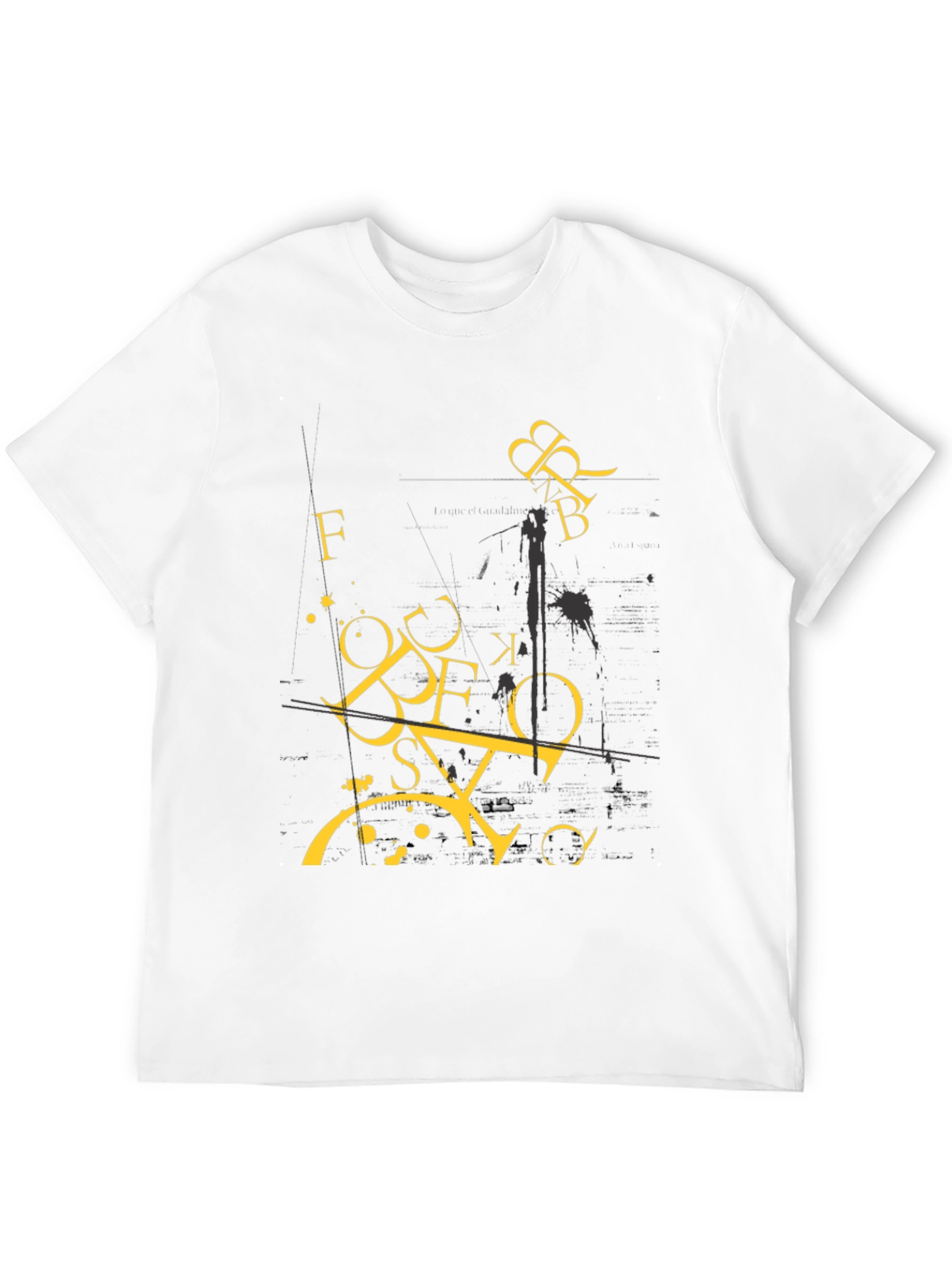 Abstract Letter Graphic Print Black T-Shirt