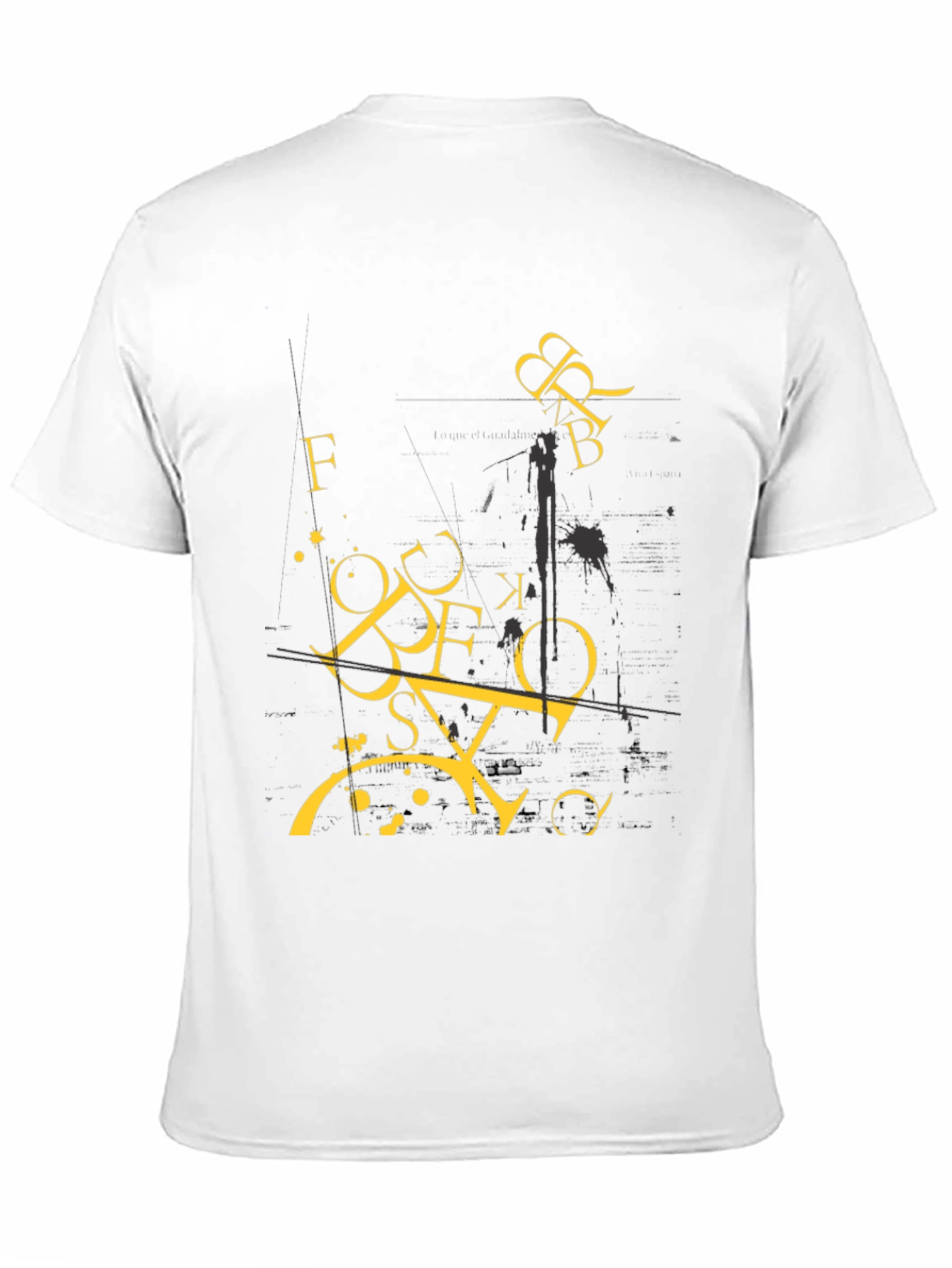 Abstract Letter Graphic Print Black T-Shirt