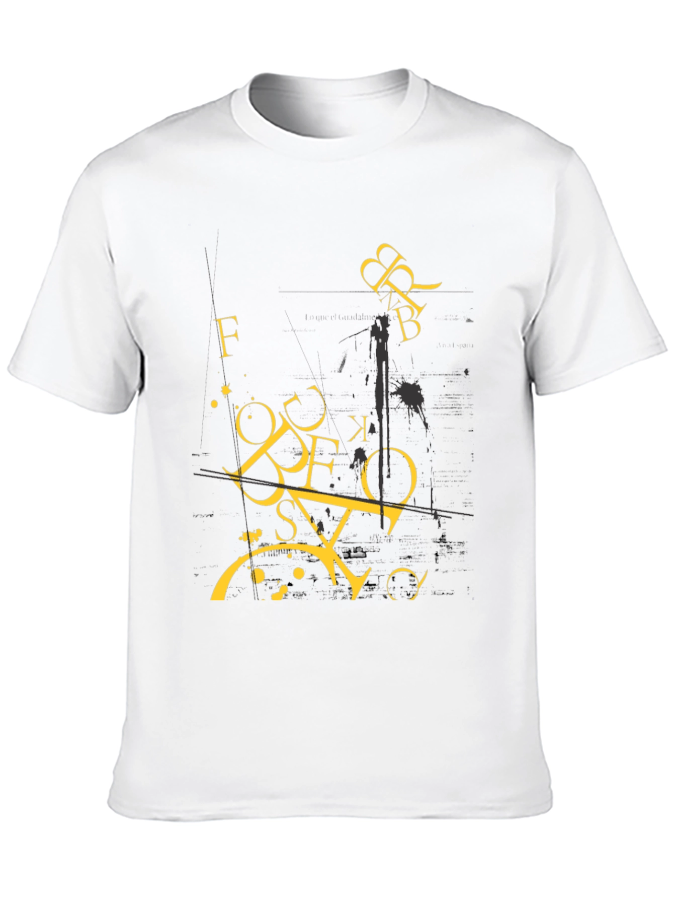 Abstract Letter Graphic Print Black T-Shirt