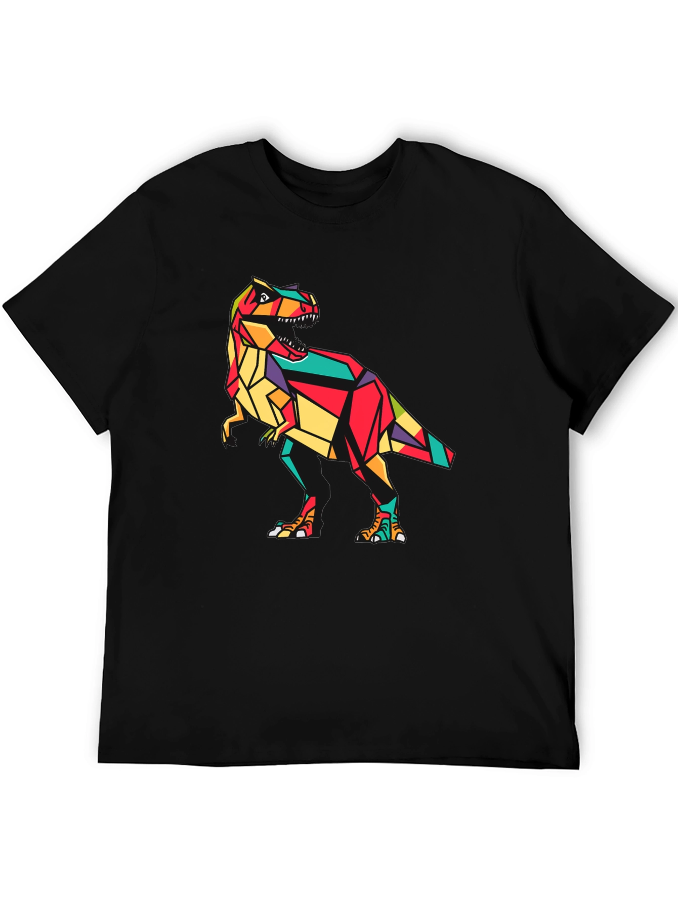 Geometric Dinosaur Graphic Tee - Stylish Mens T-Shirt
