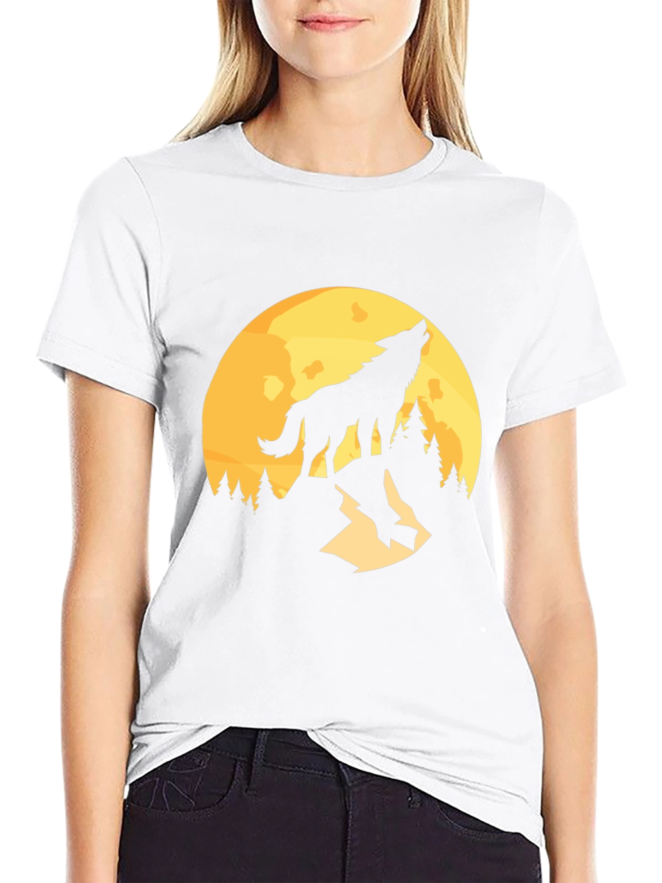 Wolf Howling at Moon Graphic Tee