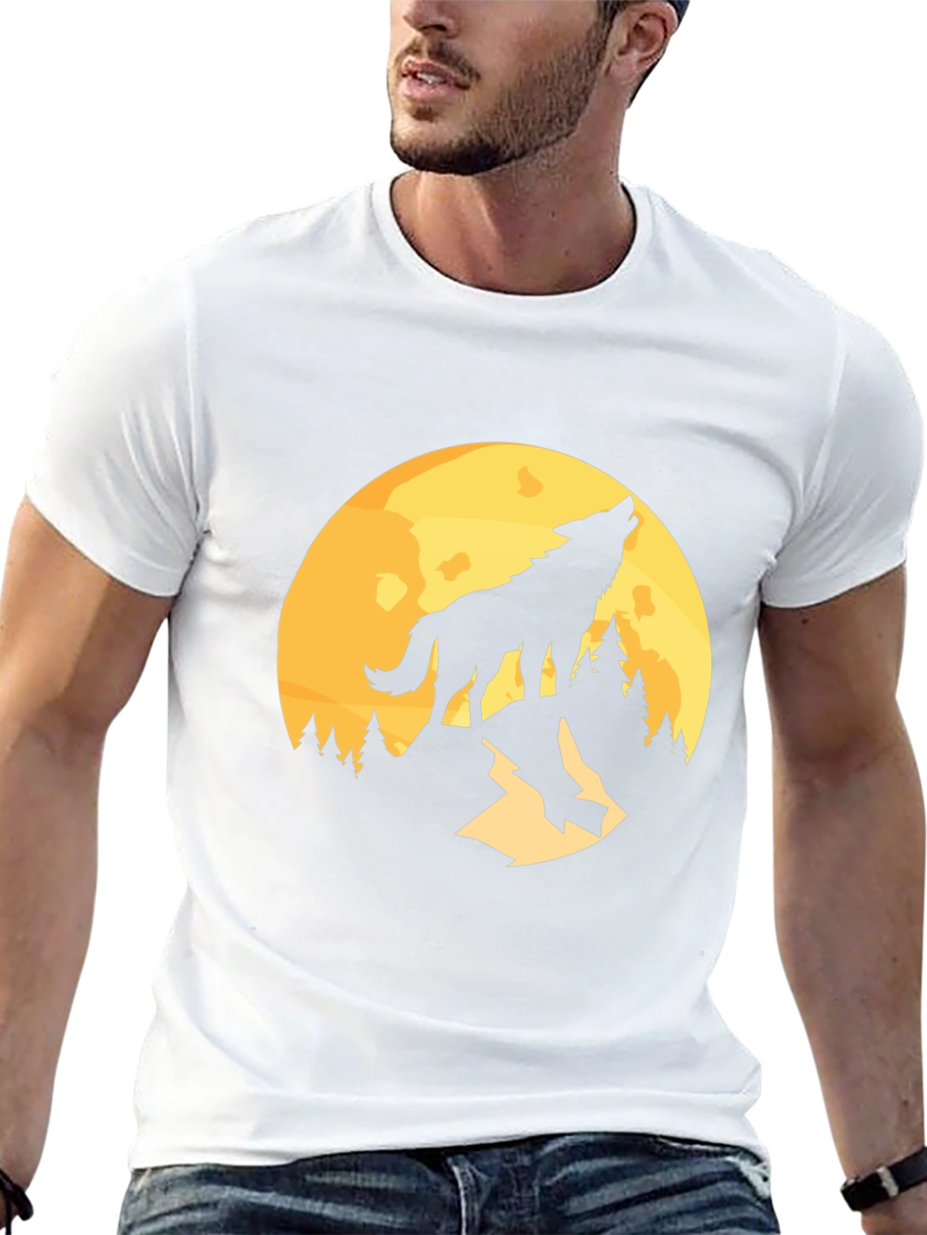 Wolf Howling at Moon Graphic Tee