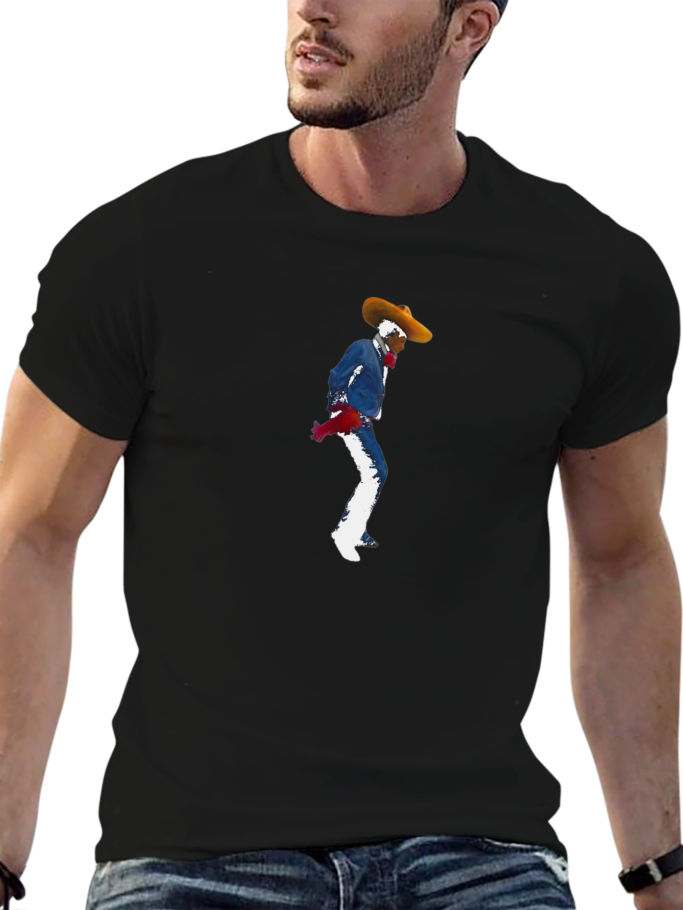 Stylish Black Tee with Charro Graphic