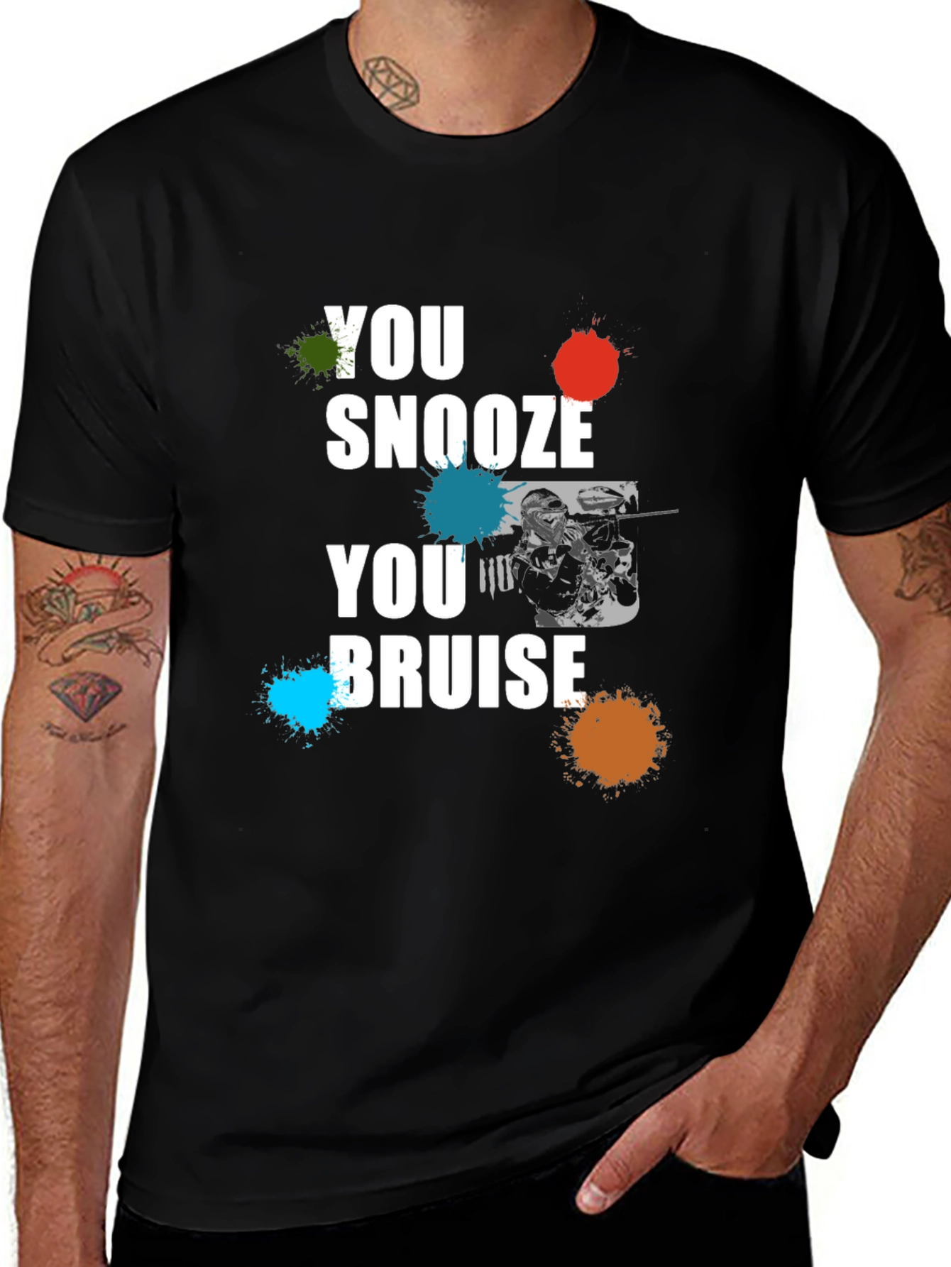 You Snooze You Bruise Graphic Print Black T-Shirt