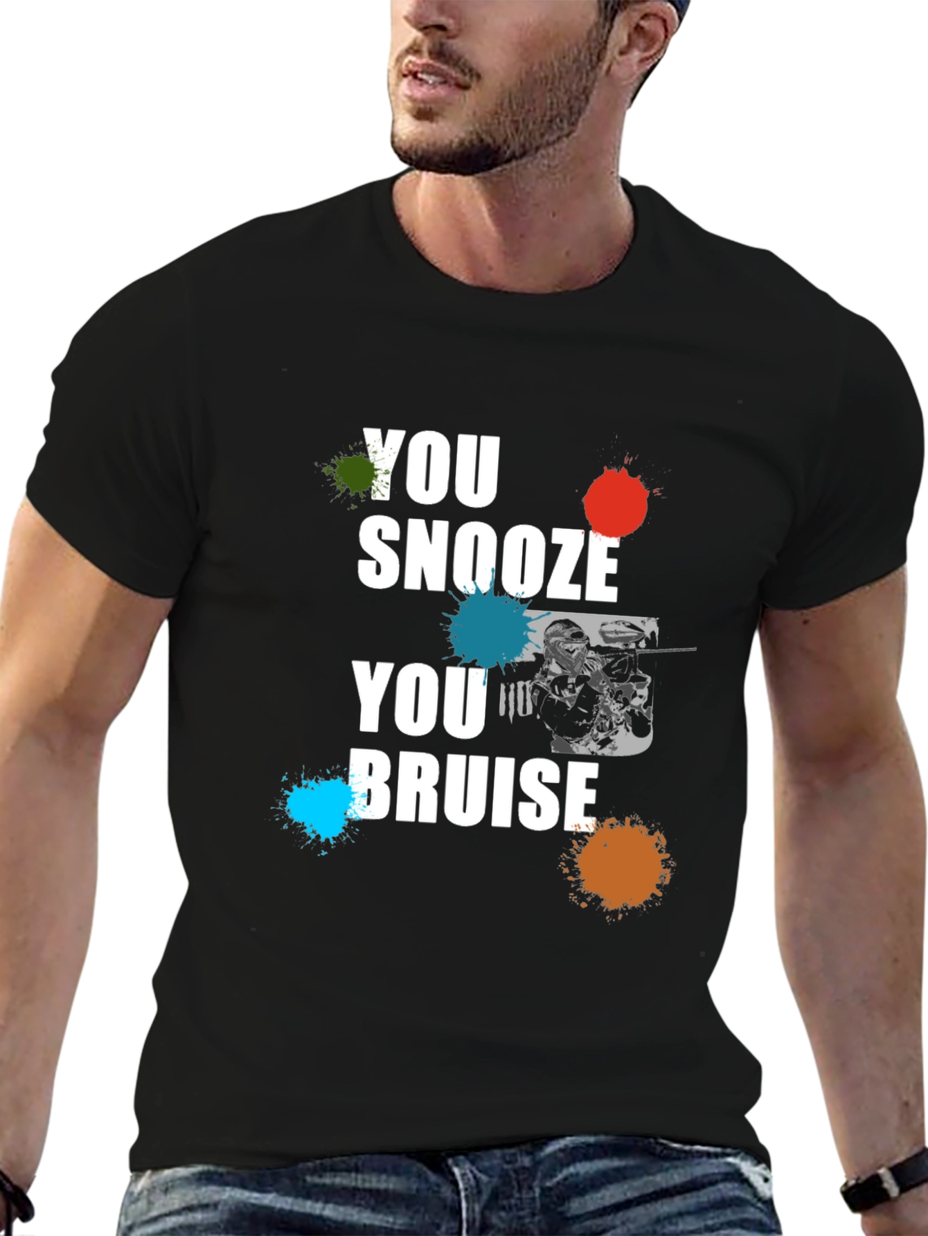 You Snooze You Bruise Graphic Print Black T-Shirt