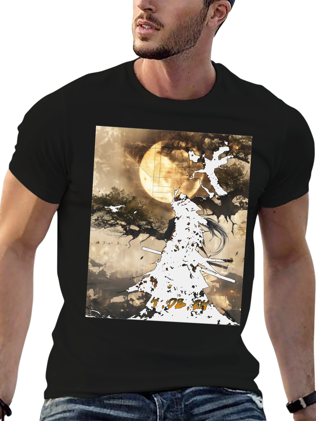Samurai Moon Black Tee