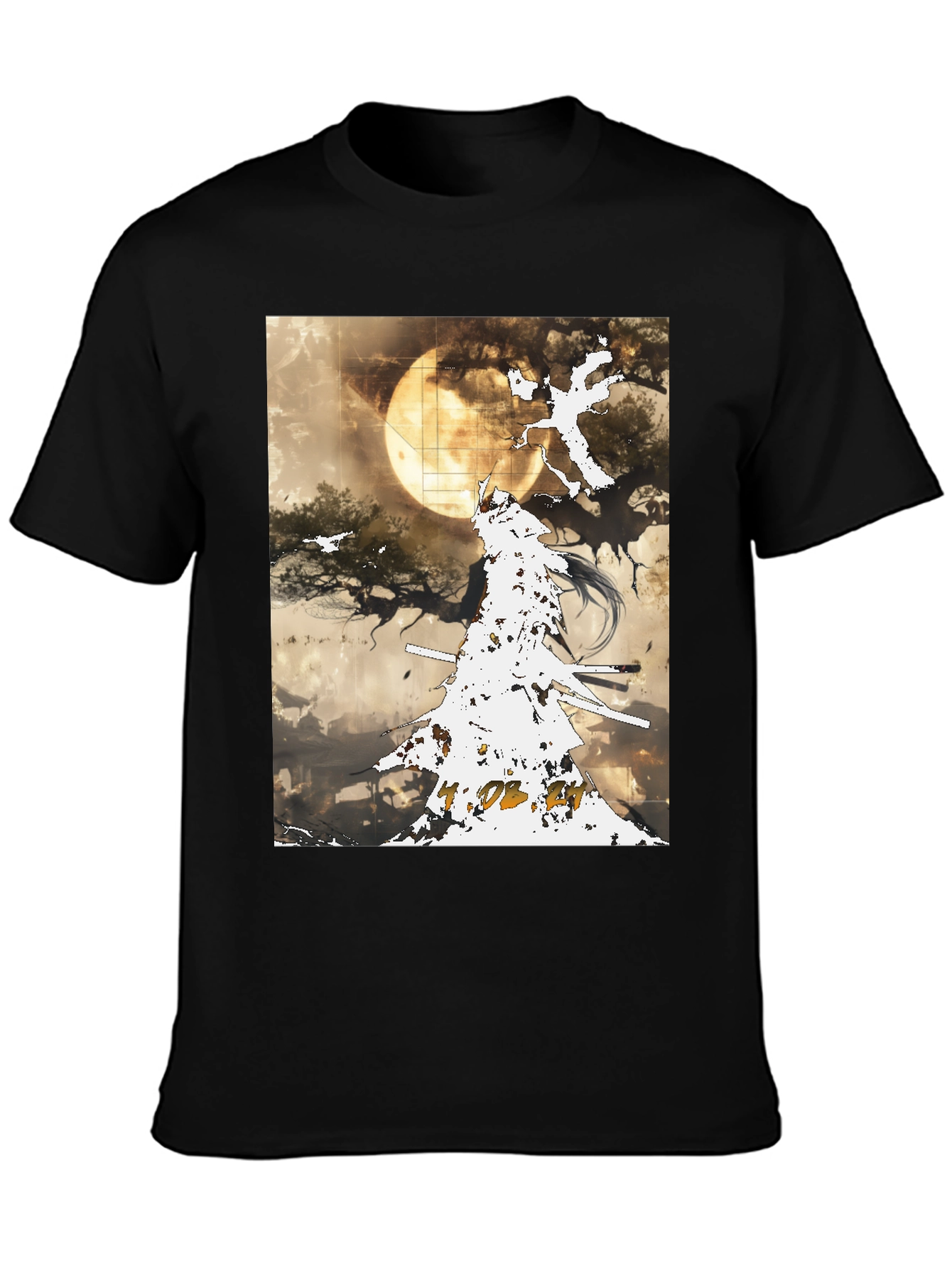 Samurai Moon Black Tee