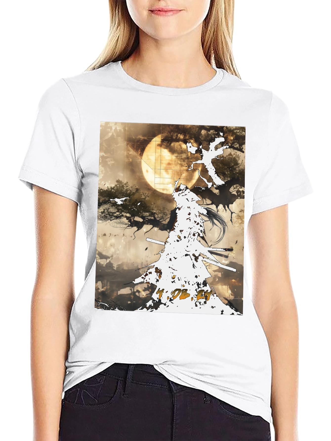 Samurai Moon Black Tee